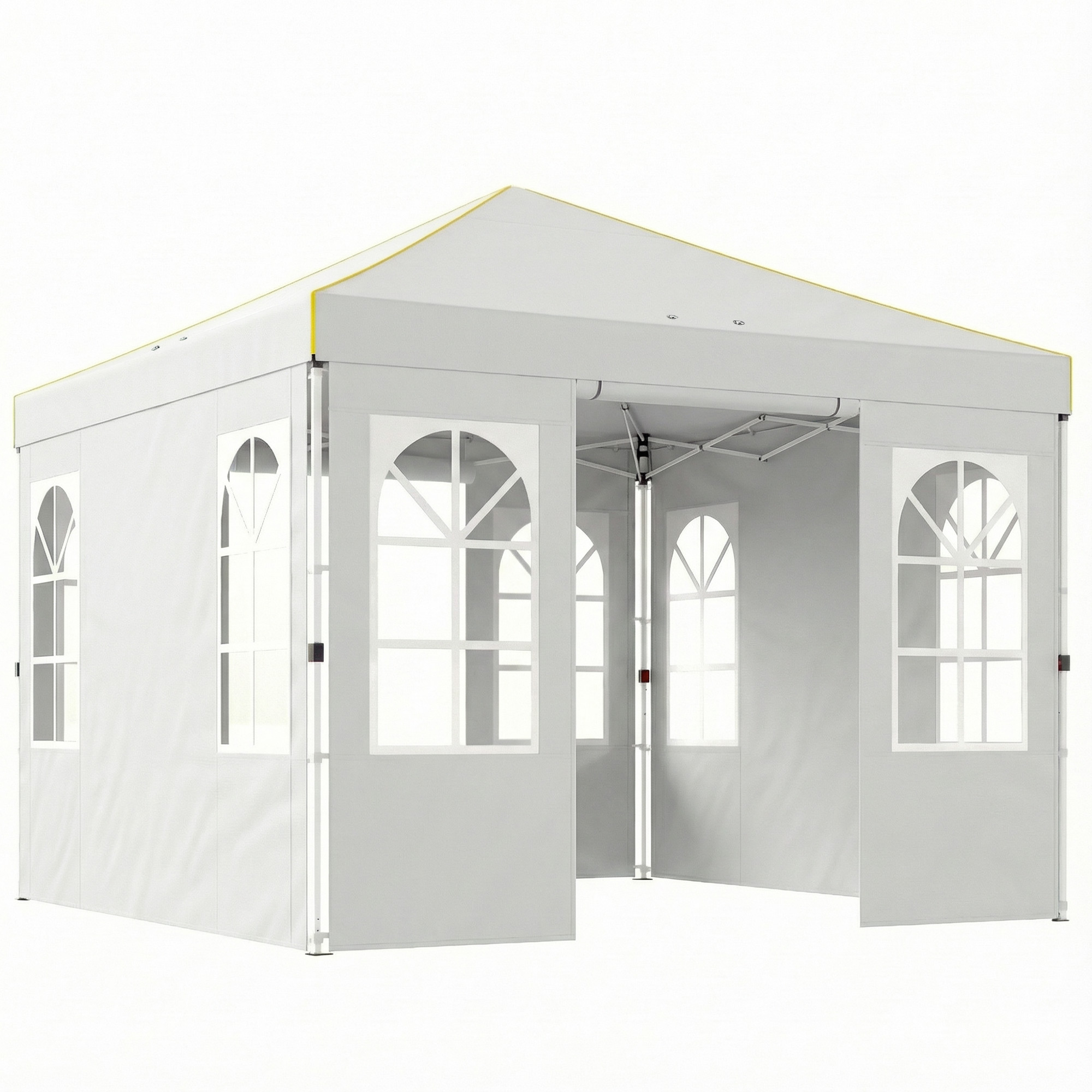 Outsunny Gazebo Pieghevole 300x300 cm Pop-up con UPF50+ 4 Lati Rimovibili Altezza Regolabile e Borsa di Trasporto Bianco Aosom Italy