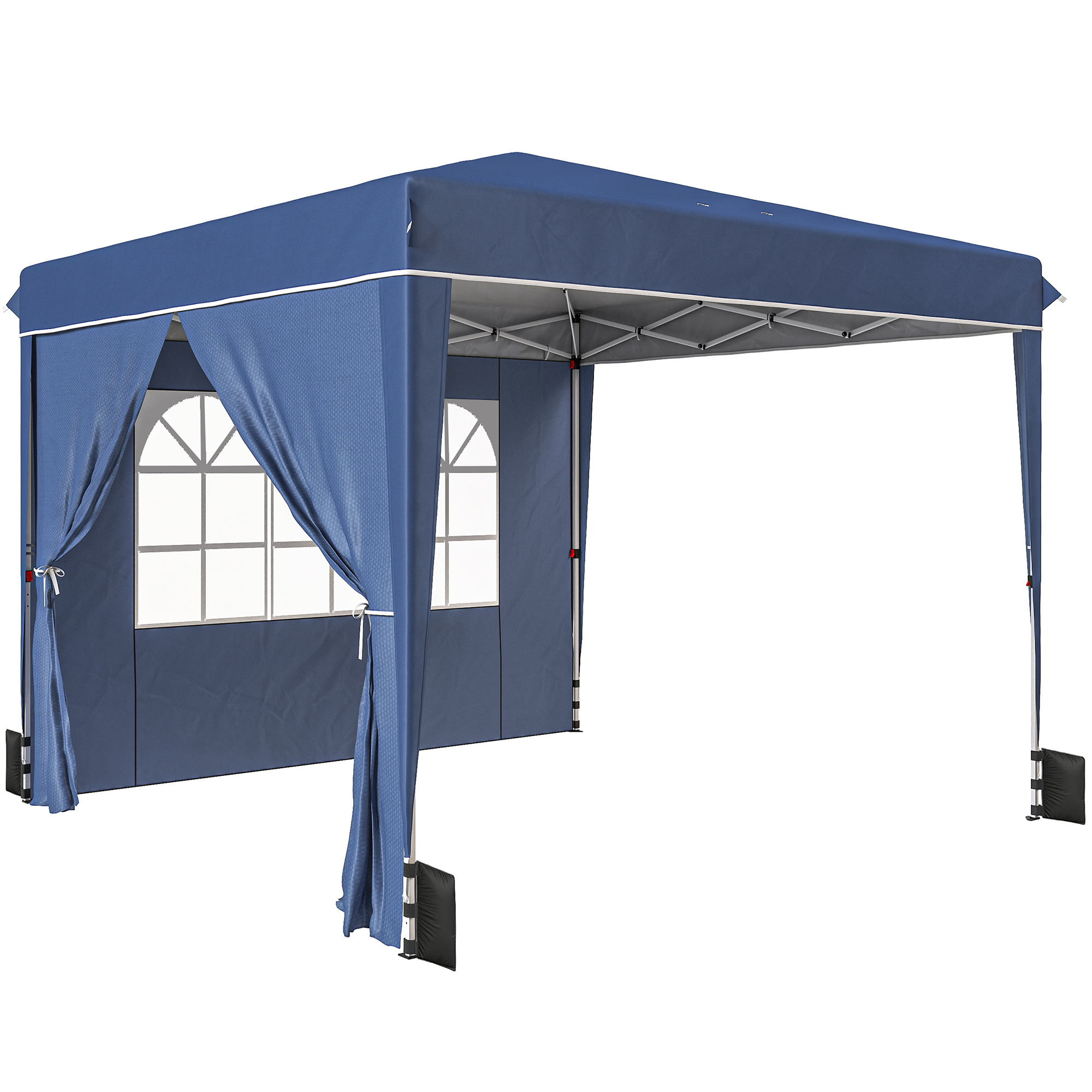 Outsunny Gazebo Pieghevole 3x3 m con Pareti e Altezza Regolabile, Protezione UV 50+, Blu Scuro Aosom Italy