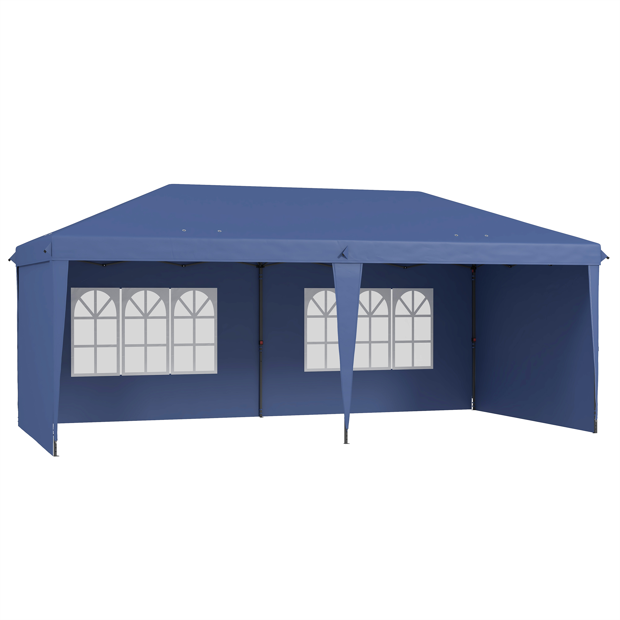 Outsunny Gazebo Pieghevole 6x3 m Pop-up con 4 Pannelli Laterali Rimovibili Tendone da Giardino con 2 Finestre e Borsa di Trasporto Azul Aosom Italy