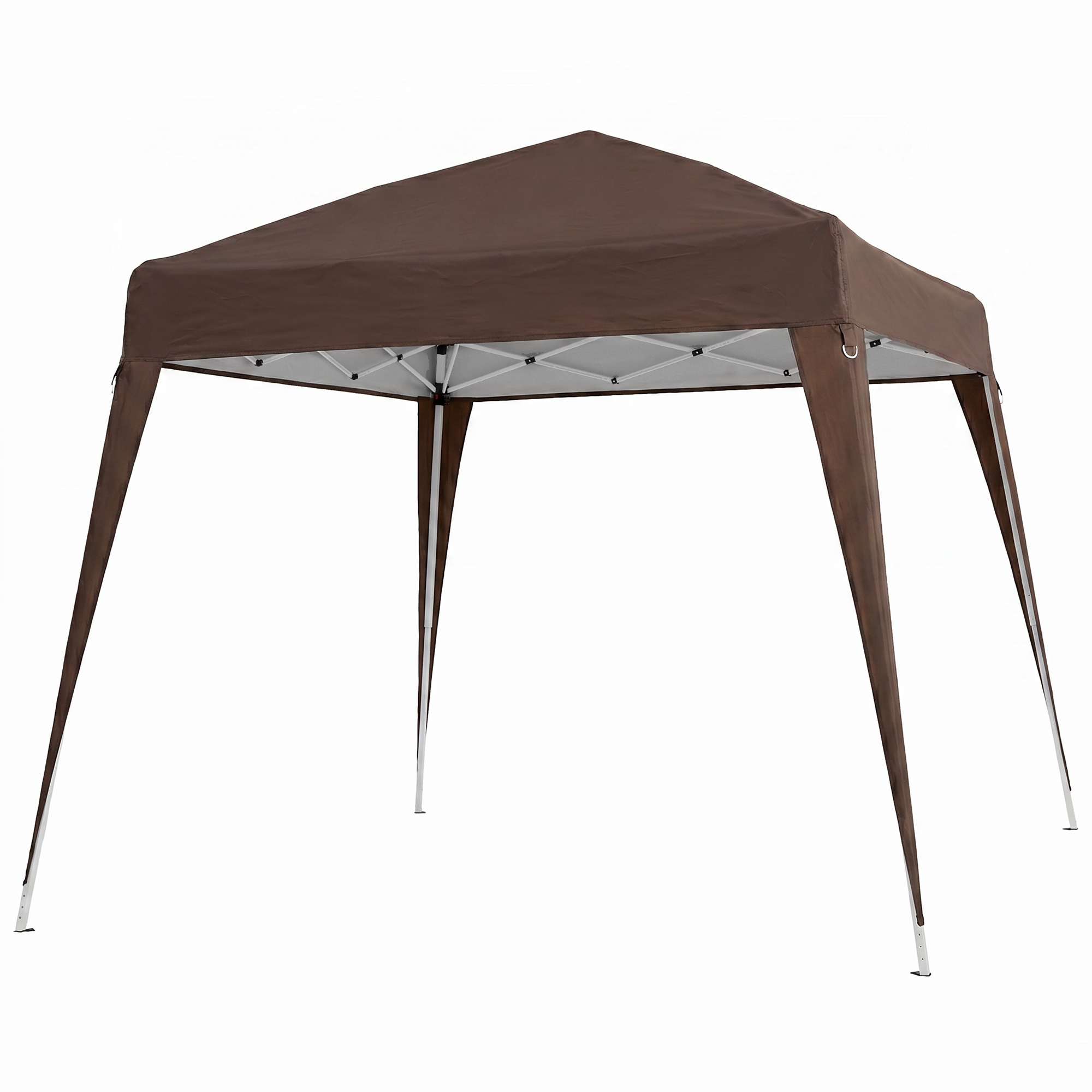 Outsunny Gazebo Pieghevole da Giardino 2.4x2.4m con Struttura in Acciaio e Corde Antivento, Caffè Aosom