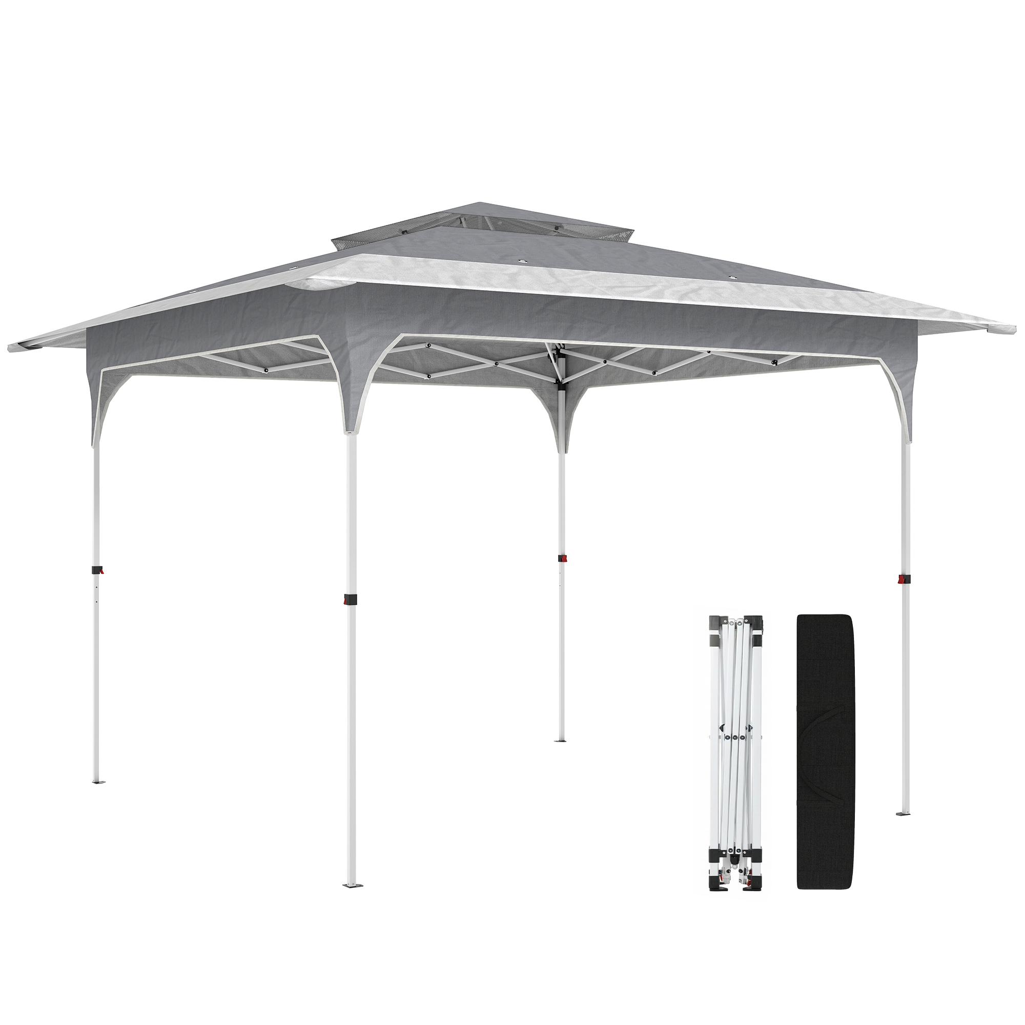Outsunny Gazebo Pieghevole Gazebo da Giardino Pop Up, 3.5x3.5 m, Grigio Scuro Aosom Italy Outsunny Gazebo Pieghevole Gazebo da Giardino Pop Up, 3.5x3.5 m, Grigio Scuro Aosom Italy