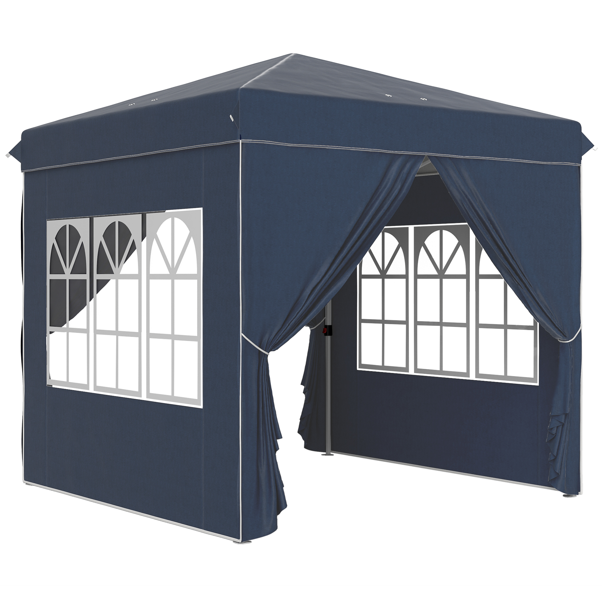 Outsunny Gazebo pop-up 2,5 x 2,5 m con pareti laterali e borsa, tenda da giardino regolabile in altezza UPF50+, Blu scuro Aosom Italy
