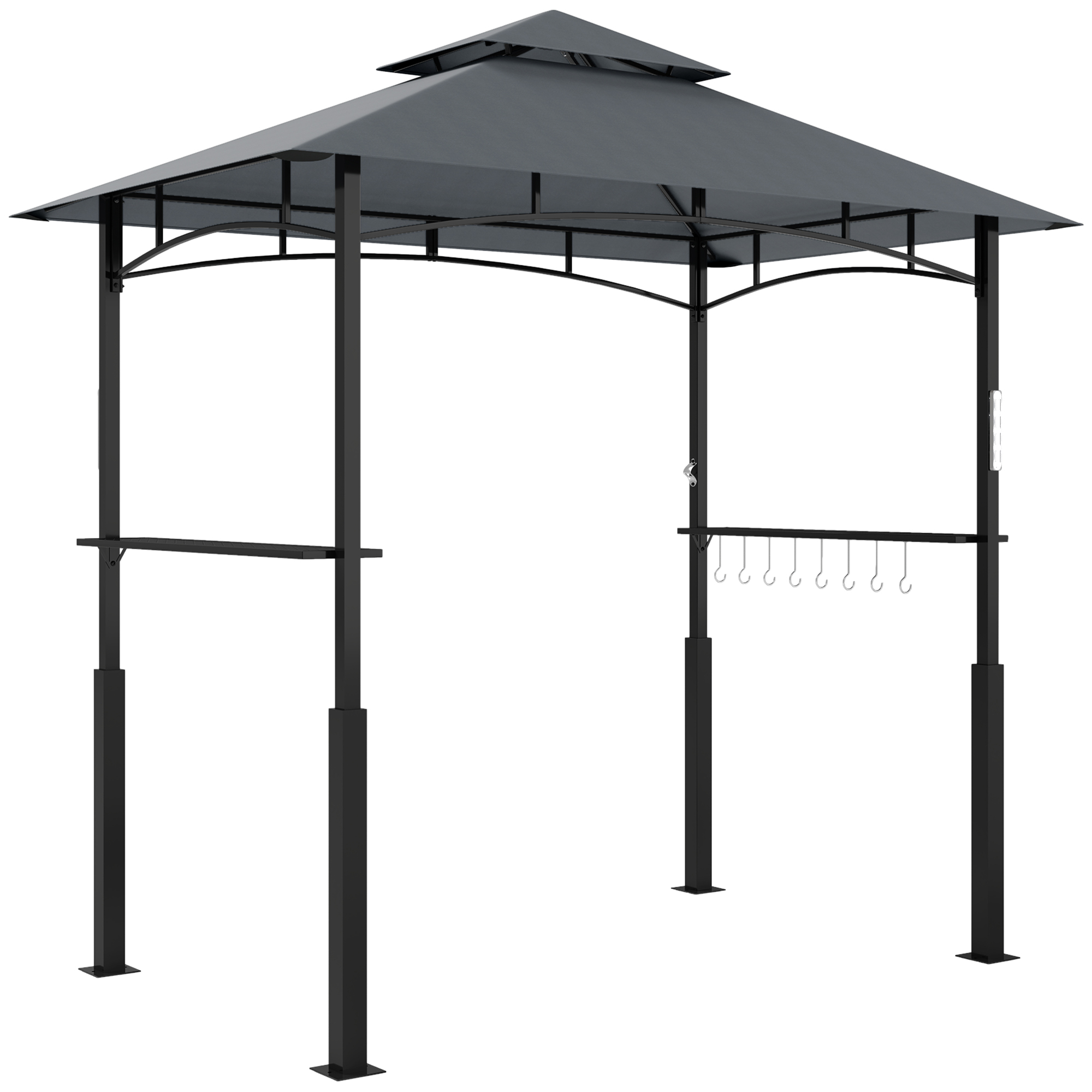 Outsunny Gazeboda per barbecue a due livelli copertura per giardino con luce LED 240 x 150 x 250 cm grigio scuro Outsunny Gazeboda per barbecue a due livelli copertura per giardino con luce LED 240 x 150 x 250 cm grigio scuro