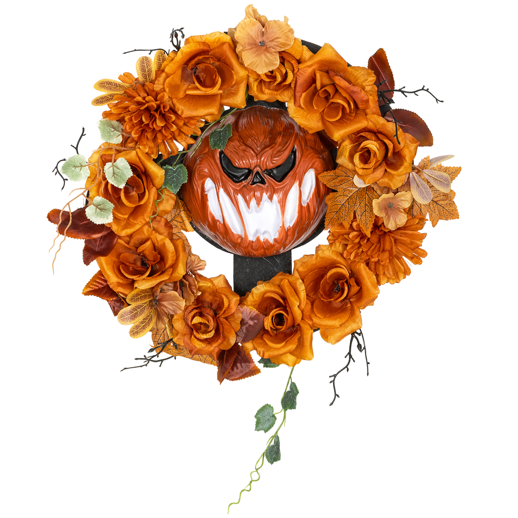 Outsunny Ghirlanda Halloween, Design Spaventoso di Zucca, Foglie Autunnali, Effetti luminosi, Plastica Aosom Italy