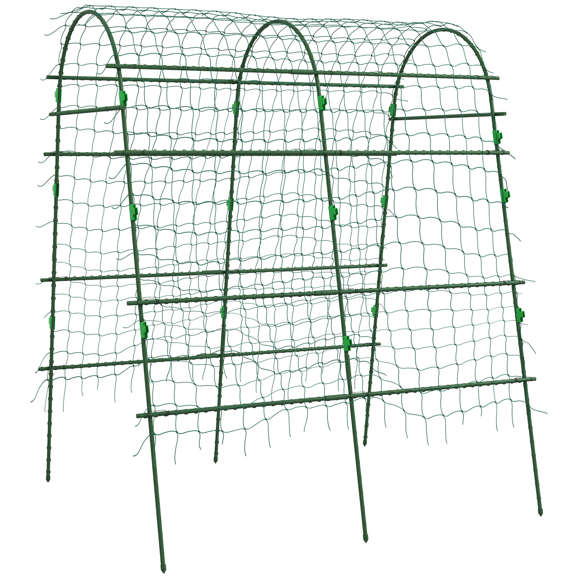 Outsunny Graticcio per Cetrioli 206 cm Graticcio da Giardino ad Arco per Piante Rampicanti da Esterno con Telaio in Acciaio Verde Aosom Italy
