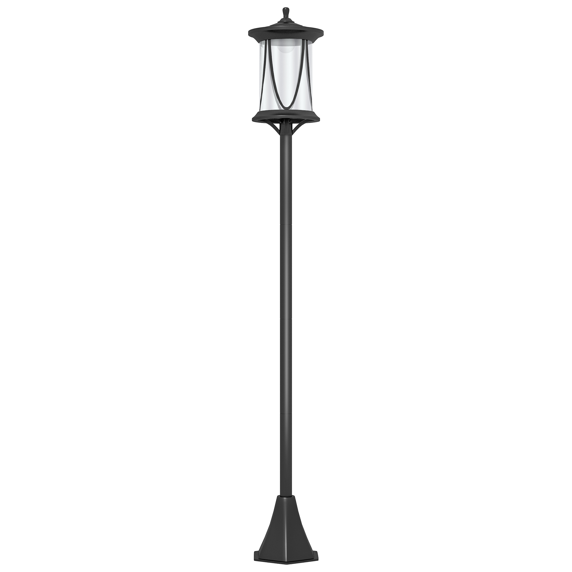 Outsunny Lampione da Giardino e Vialetto 6h Autonomia con Ancoraggio a Terra, Lampione Solare in ABS e Policarbonato, Impermeabile IP44, per Patio, Giardino, Vialetti, 17x17x127 cm, Nero Aosom Italy
