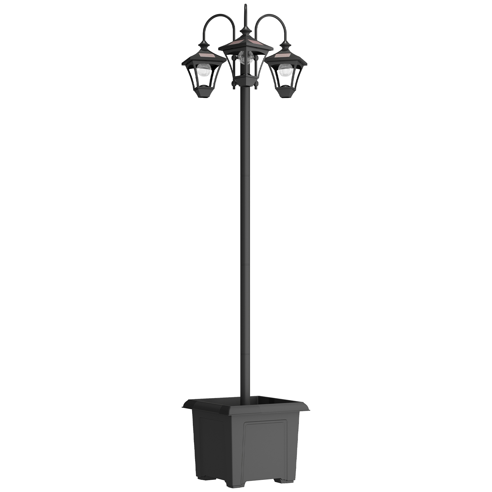 Outsunny Lampione da Giardino Solare 1.85 m in Acciaio Inox con Altezza Regolabile, IP44 Impermeabile Aosom Italy