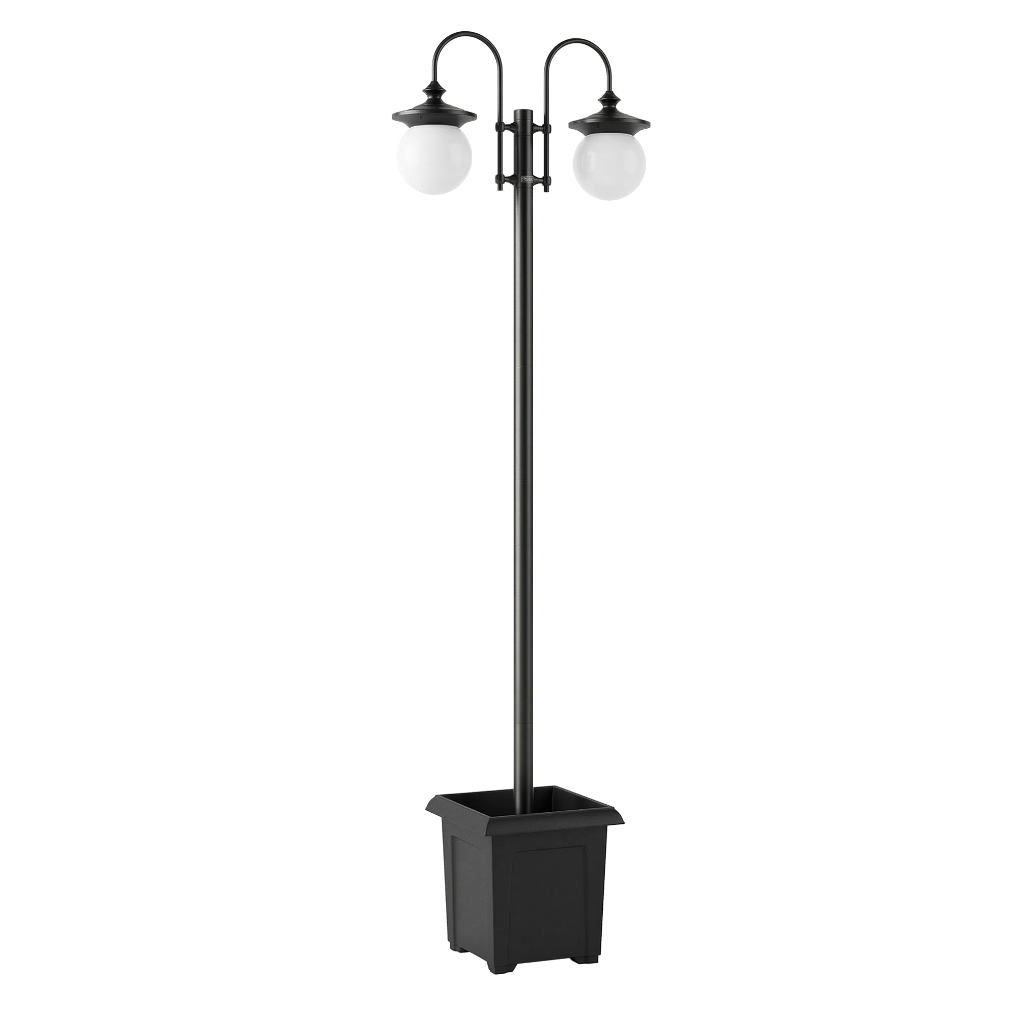 Outsunny Lampione Solare da Giardino da Esterno con Fioriera 2 Testate Impermeabile IP44 Accensione/Spegnimento Automatico Altezza Regolabile Aosom Italy