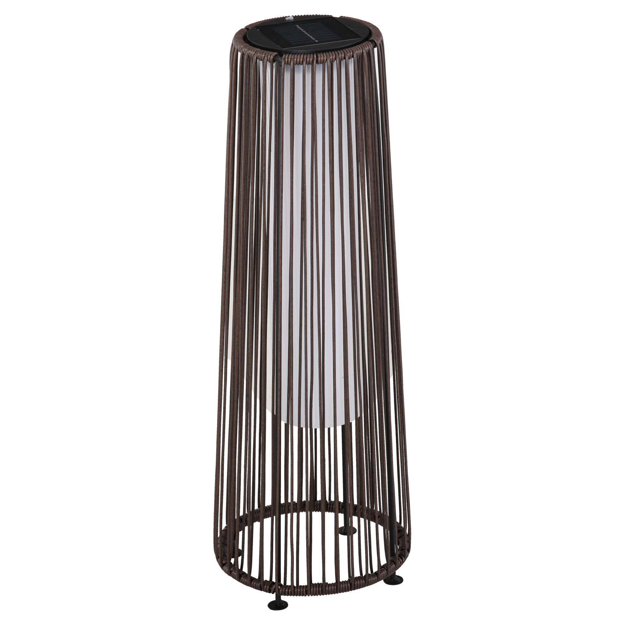 Outsunny Lanterna Solare da Giardino con Luce LED in Rattan e Metallo , Ø21.5x61cm, Marrone Aosom