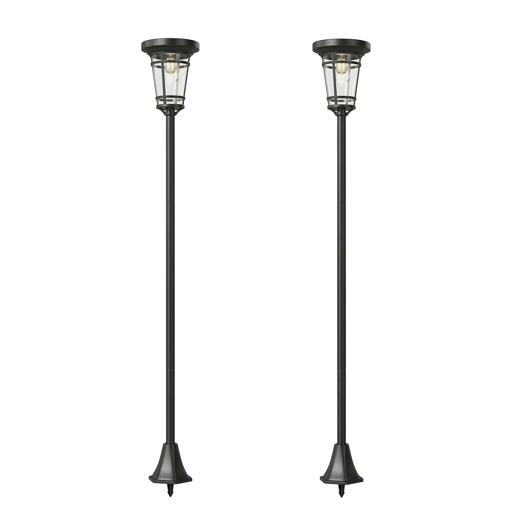 Outsunny Lanterna Solare Set da 2 Lampada da Terra 180 cm Regolabile in Altezza con 2 Modalità di Luminosità Sensore di Luce Interruttore, IP44 Aosom Italy