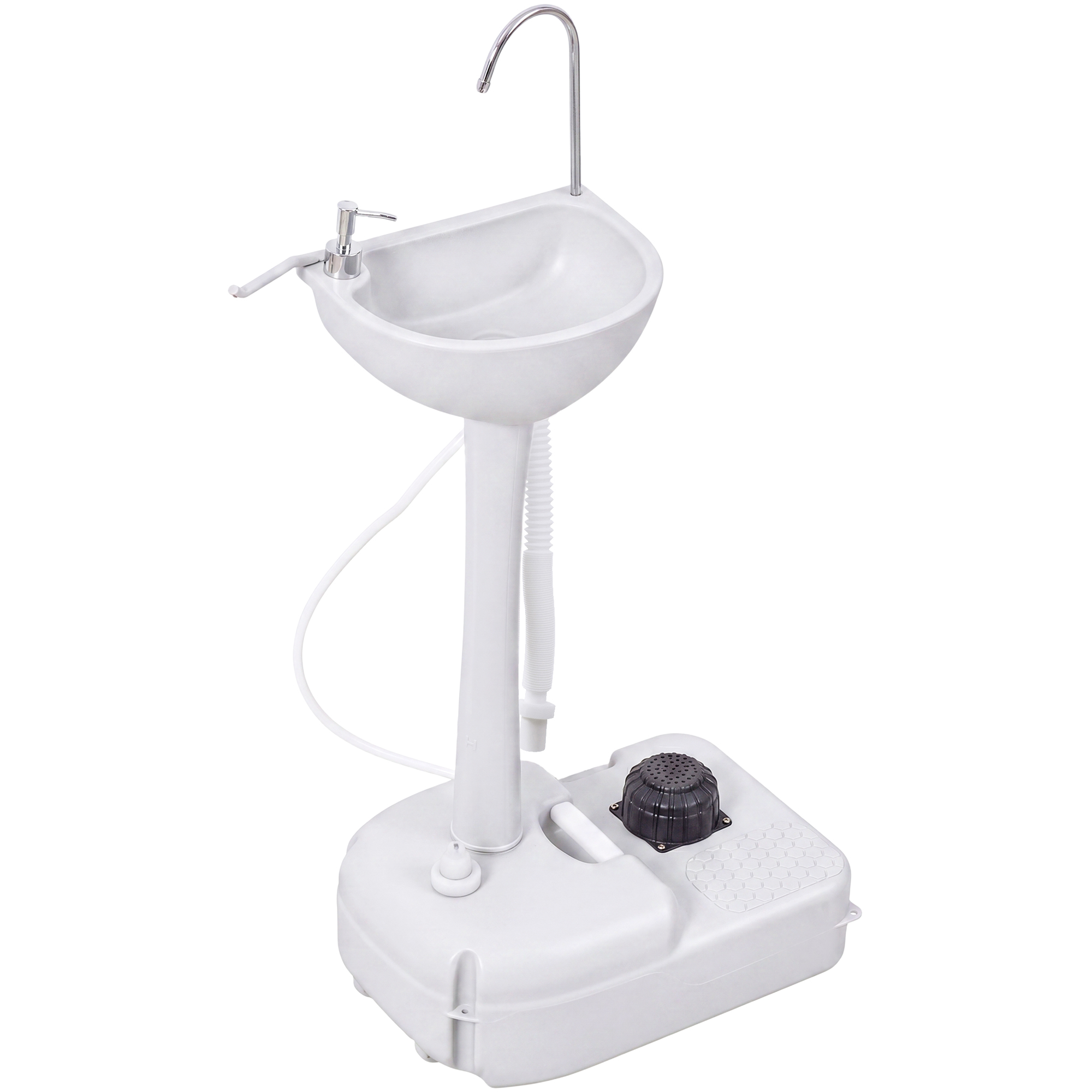 Outsunny Lavabo Portatile da Campeggio con 2 Ruote, Maniglia, Serbatoio Acqua 17L e Serbatoio Sapone 2.5L, 51x33.5x103cm Aosom