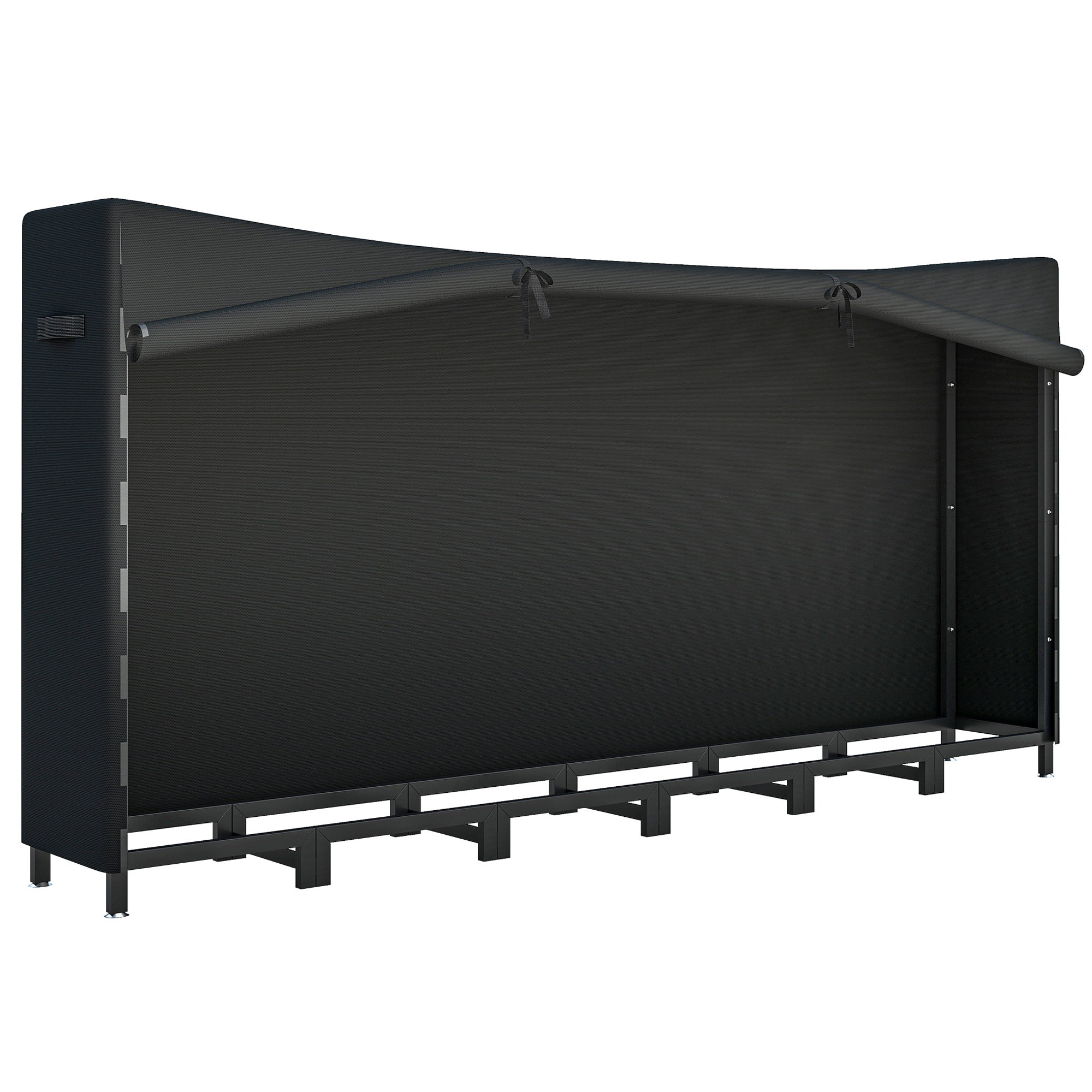 Outsunny Legnaia da Esterno in Metallo con Telo Impermeabile, Capacità 0.8m³, Struttura Regolabile, 235x31x116 cm, Nero Aosom Italy