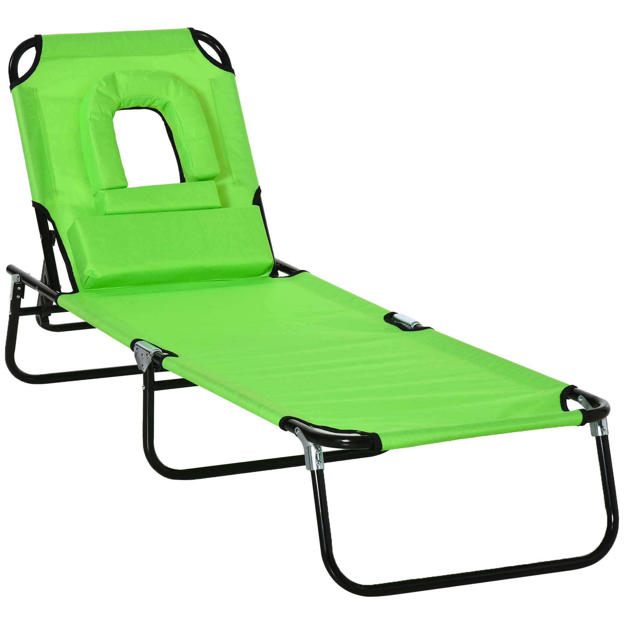 Outsunny Lettino da Giardino Chaise Longue Pieghevole Bain de Soleil per Lettura verde Outsunny Lettino da Giardino Chaise Longue Pieghevole Bain de Soleil per Lettura verde