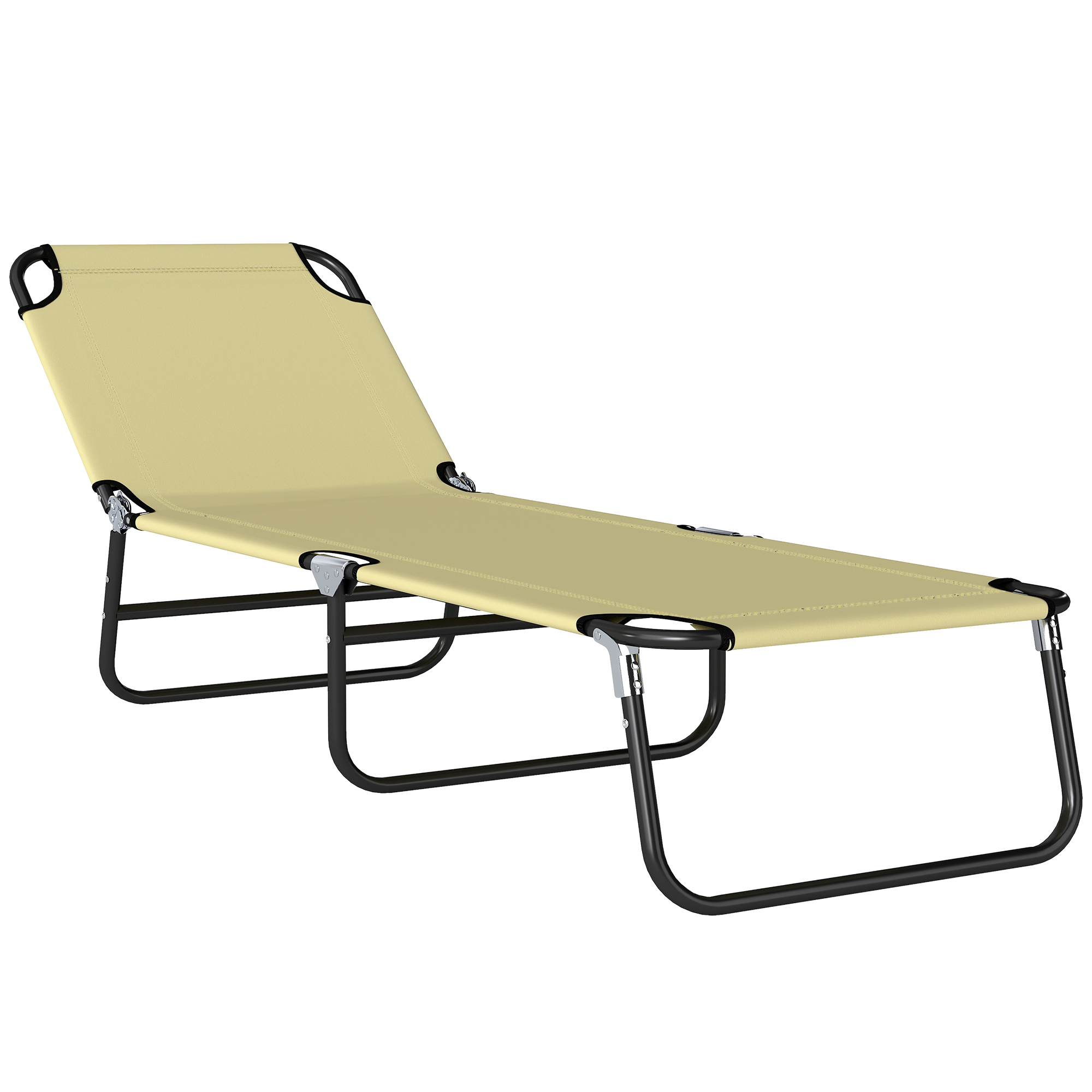 Outsunny Lettino da Giardino con Schienale Regolabile in 5 Posizioni, in Acciaio e Tessuto Oxford, 188x56x28 cm, Beige Aosom