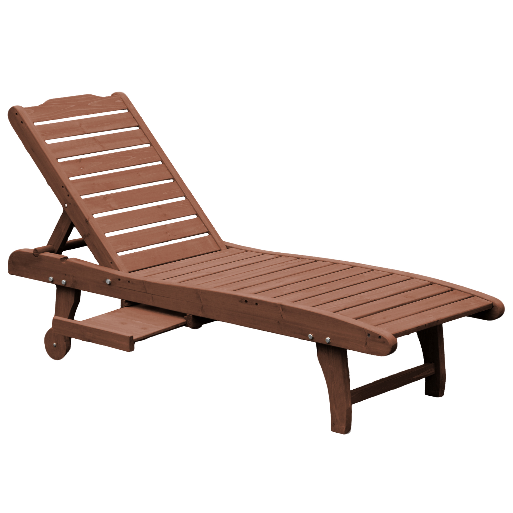 Outsunny Lettino da Giardino in Legno Reclinabile su 3 Livelli con Vassoio Estraibile, Lettino Prendisole con Ruote, 182x60x35cm Aosom Italy
