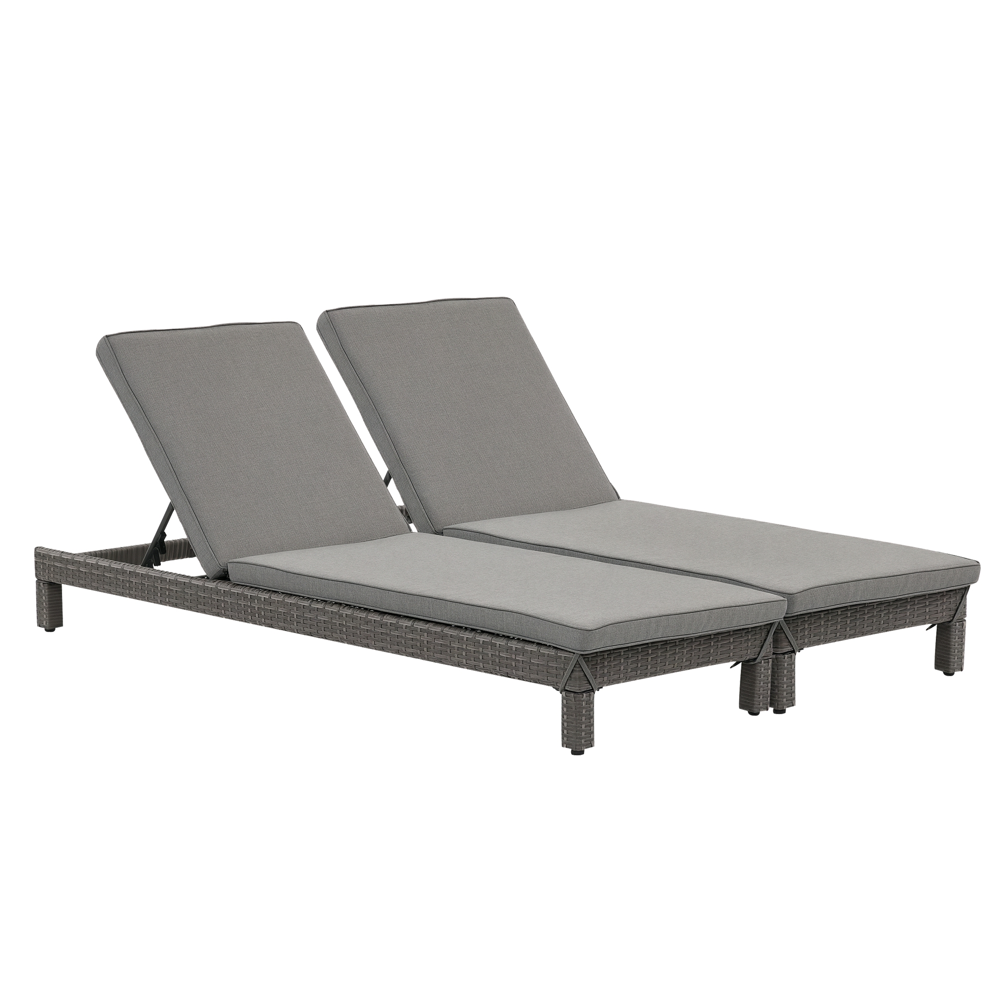 Outsunny Lettino da Giardino o Terrazzo Regorabile in PE Rattan con Cuscino Imbottito Regolabile su 6 Livelli, Grigio Aosom
