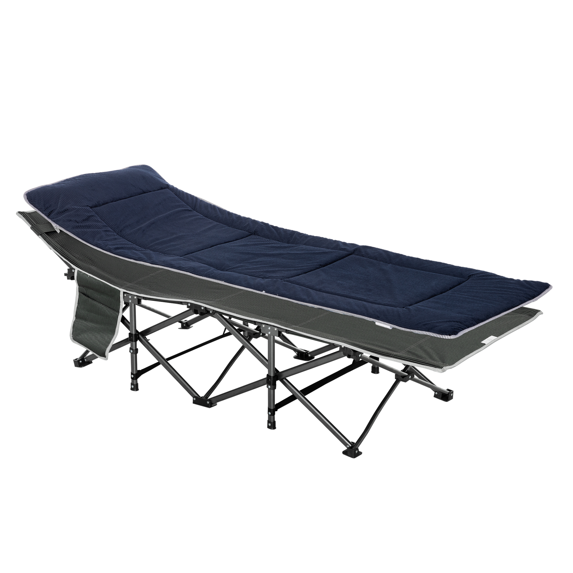 Outsunny Lettino Pieghevole da Campeggio per Adulti, Brandina Richiudibile con Materasso, Cuscino e Borsa da Viaggio, 188x64.5x53cm, Blu Aosom