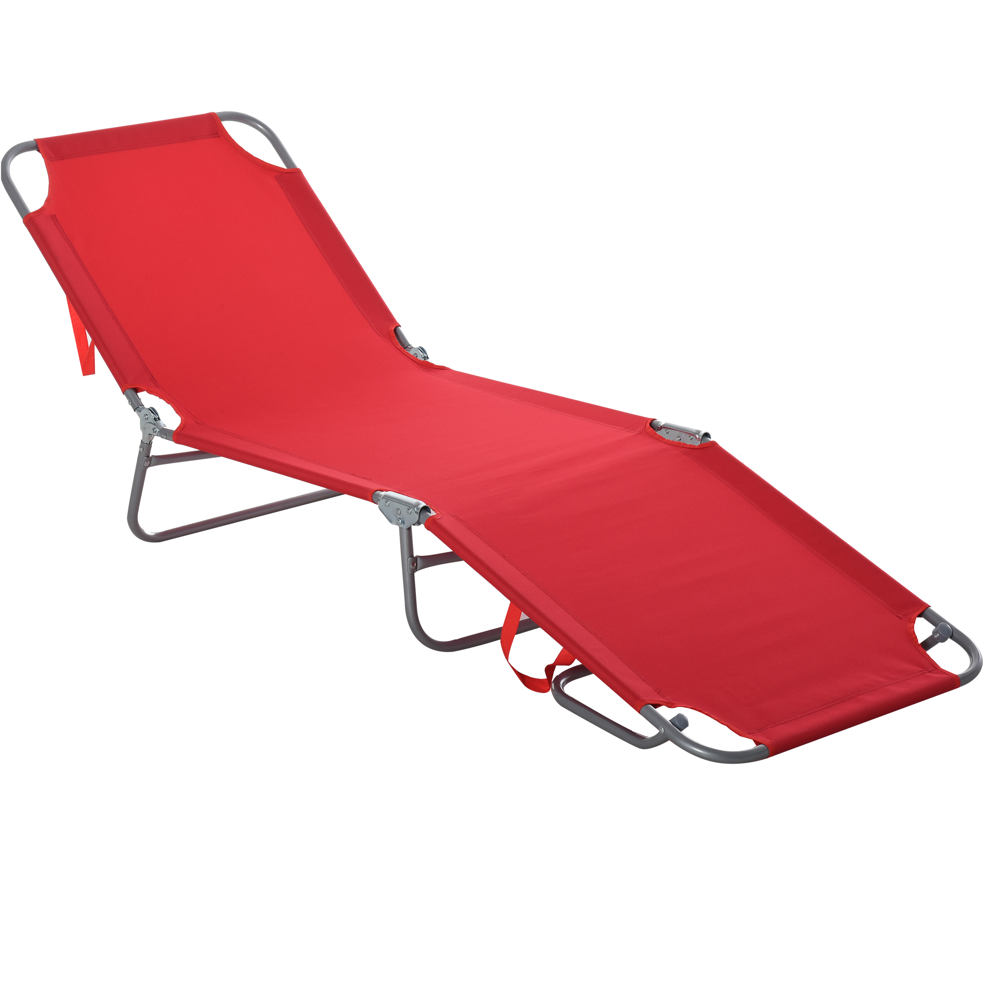 Outsunny Lettino Prendisole Pieghevole con Schienale Reclinabile su 5 Livelli, 187x55x24cm, Rosso Aosom Italy