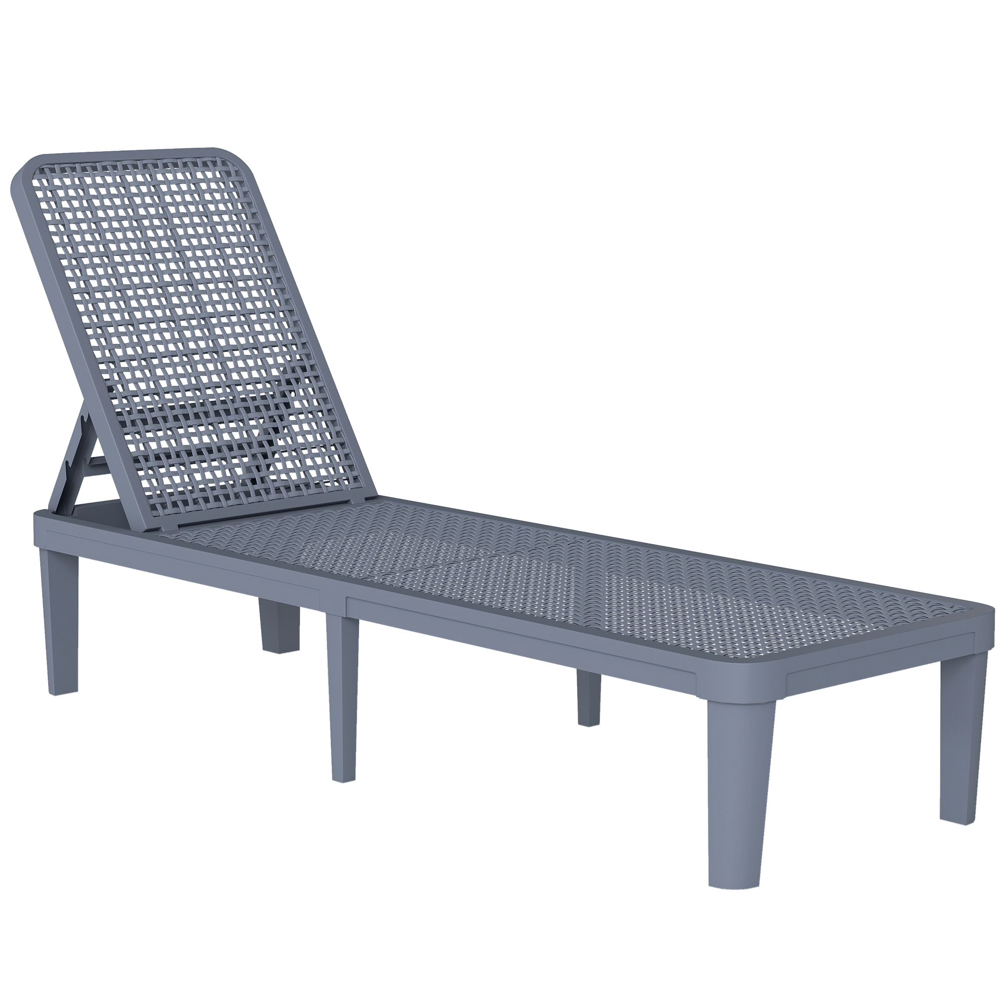 Outsunny Lettino Reclinabile da Giardino Esterno con Schienale Regolabile in 4 Posizioni e Struttura in PP, 191x55x35,5 cm, Grigio Scuro Aosom Italy