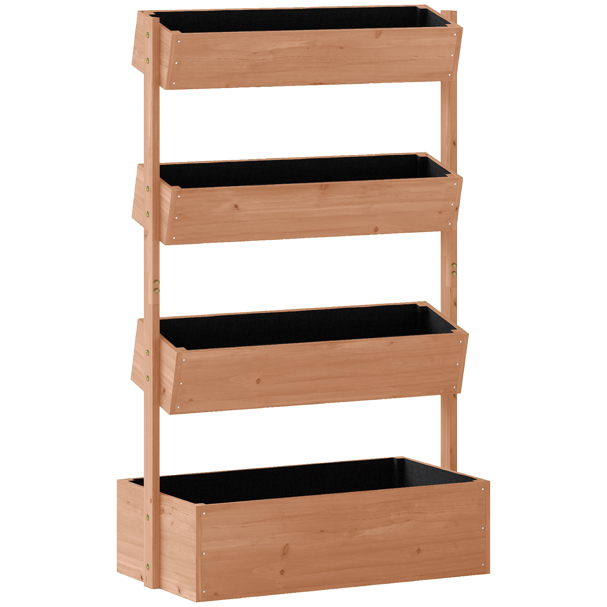 Outsunny Letto da Giardino Rialzato, Fioriera Verticale in Legno con Drenaggio e Rivestimento. Aosom Italy