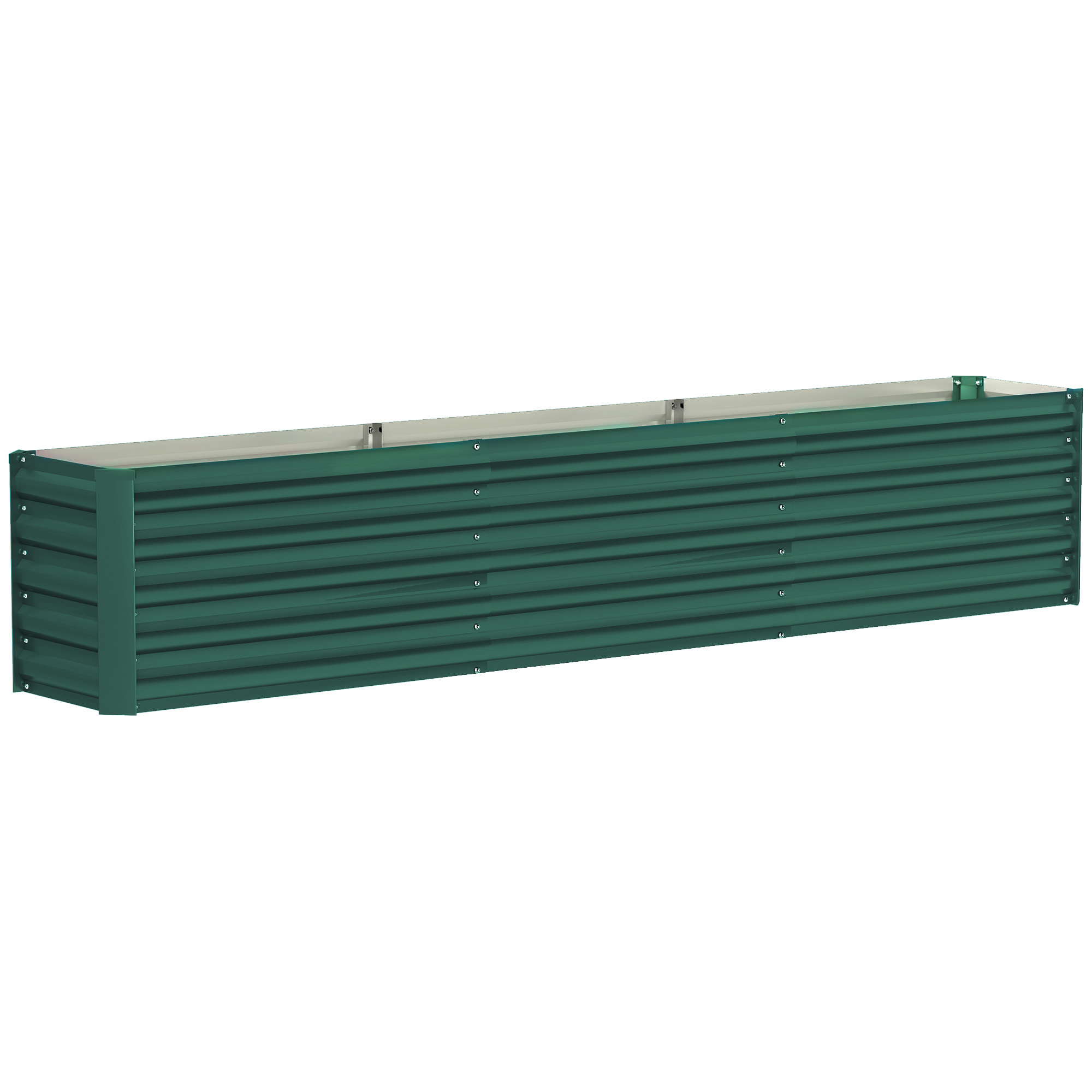 Outsunny Letto per Orto a Fondo Aperto con Bordi Arrotondati in Acciaio Zincato, 240x40x45 cm, Verde