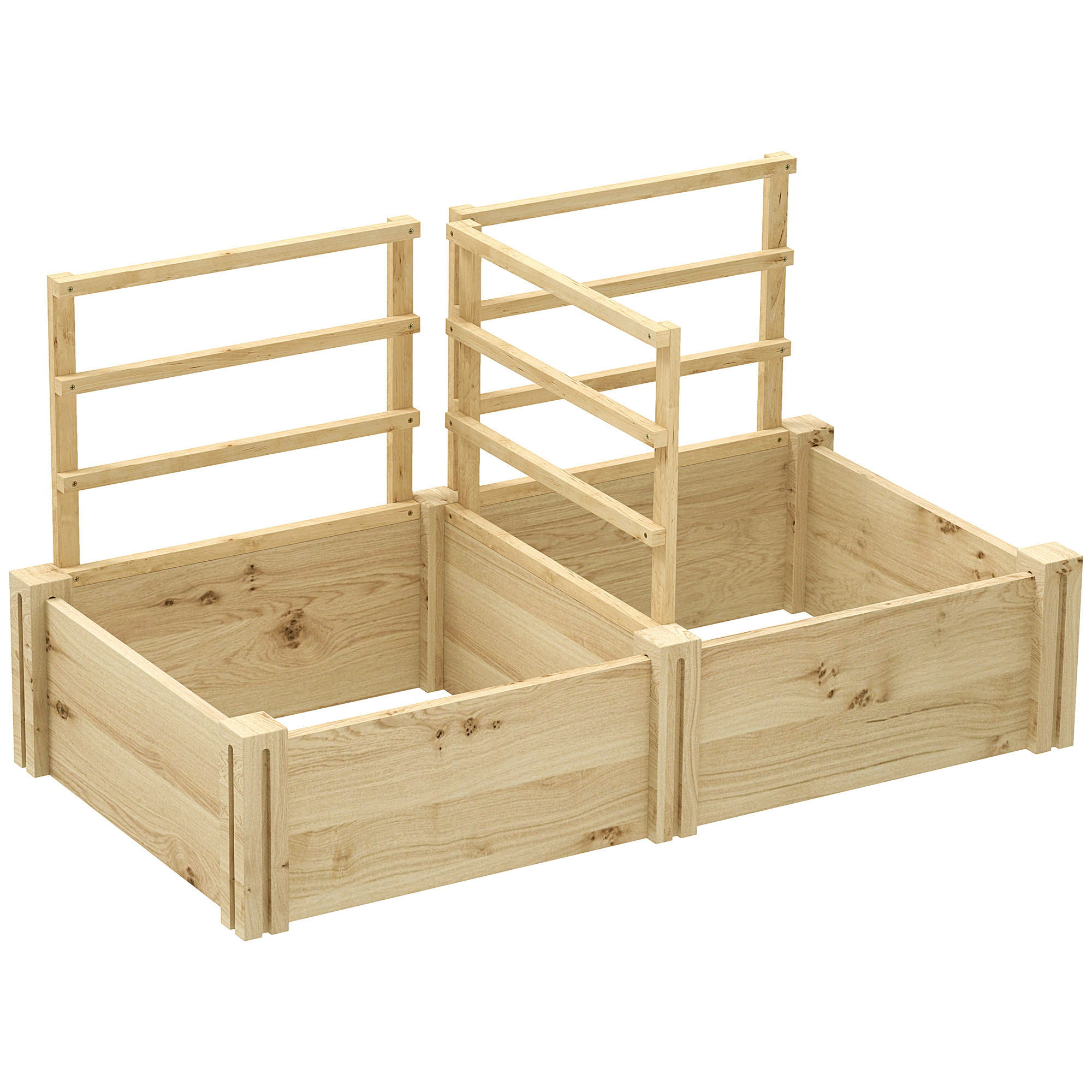 Outsunny Letto per Orto con 3 Tralicci e 2 Fioriere in Legno di Abete con Fondo Aperto, 119x62.5x64 cm, color Legno Outsunny Letto per Orto con 3 Tralicci e 2 Fioriere in Legno di Abete con Fondo Aperto, 119x62.5x64 cm, color Legno