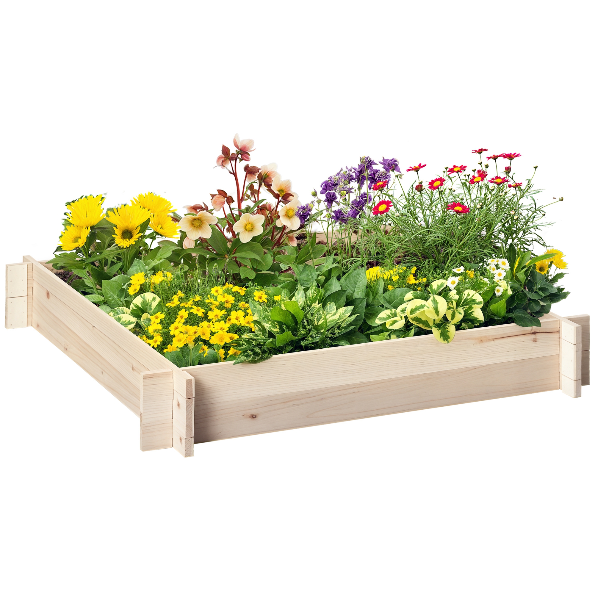 Outsunny Letto per Orto in Legno di Abete Quadrato, Fioriera da Esterno, Montaggio Senza Viti per Giardino, Orto, Piante, 100x100x16cm Aosom Outsunny Letto per Orto in Legno di Abete Quadrato, Fioriera da Esterno, Montaggio Senza Viti per Giardino, Orto, Piante, 100x100x16cm Aosom