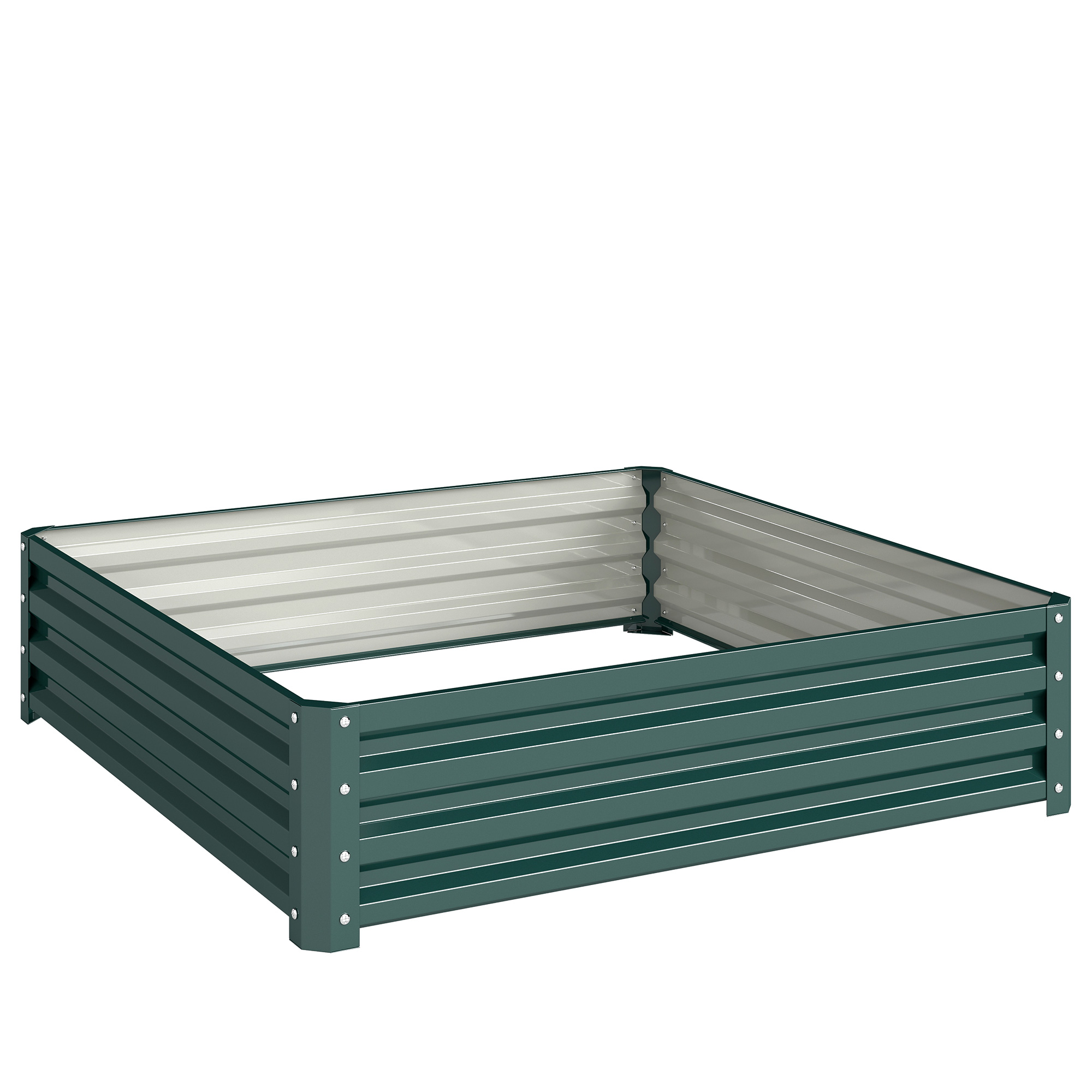 Outsunny Letto per Orto Rialzato a Fondo Aperto con Rivestimento, in Acciaio Zincato, 120x120x30 cm, Verde Outsunny Letto per Orto Rialzato a Fondo Aperto con Rivestimento, in Acciaio Zincato, 120x120x30 cm, Verde