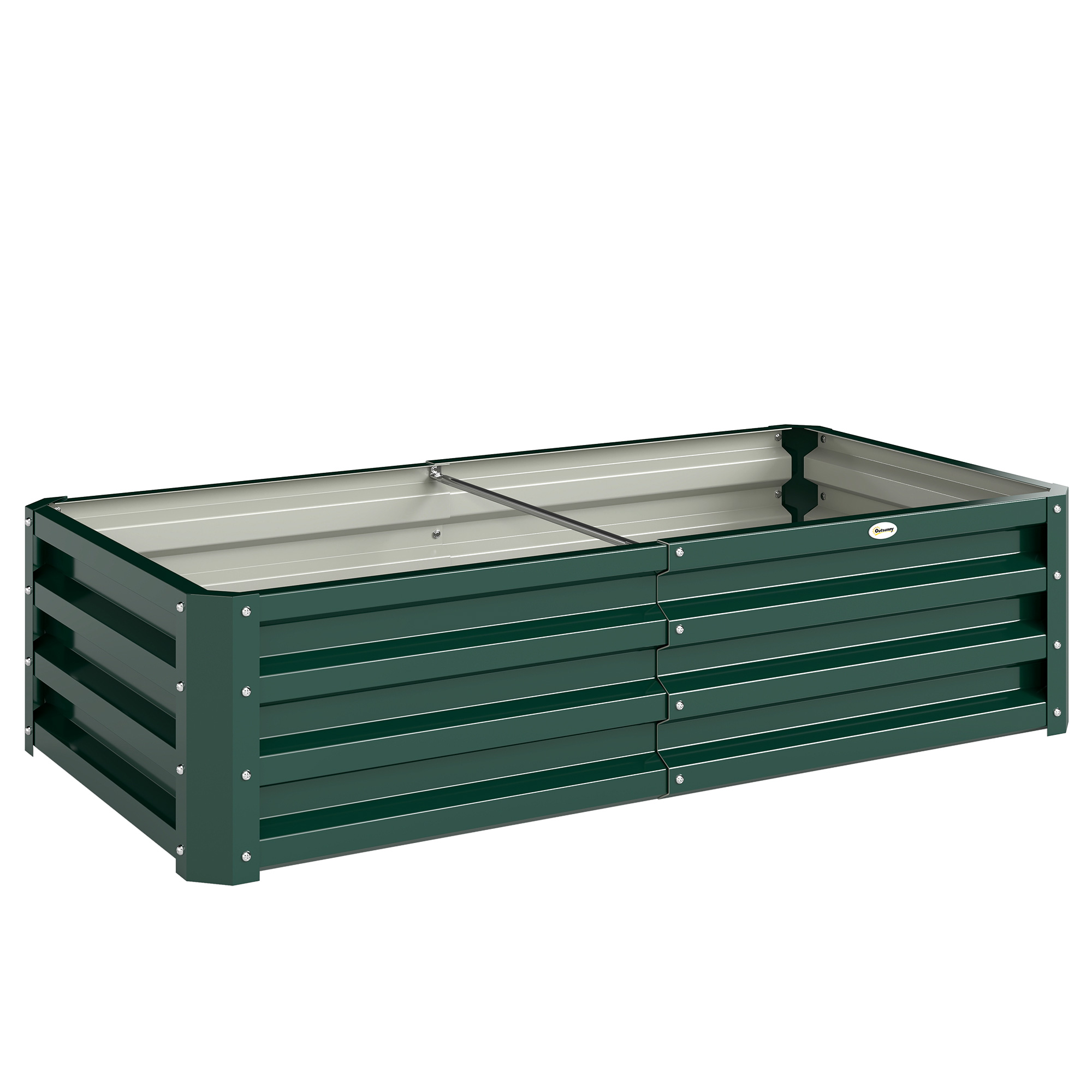 Outsunny Letto per Orto Rialzato a Fondo Aperto con Rivestimento, in Acciaio Zincato, 120x60x30.5 cm, Verde Aosom