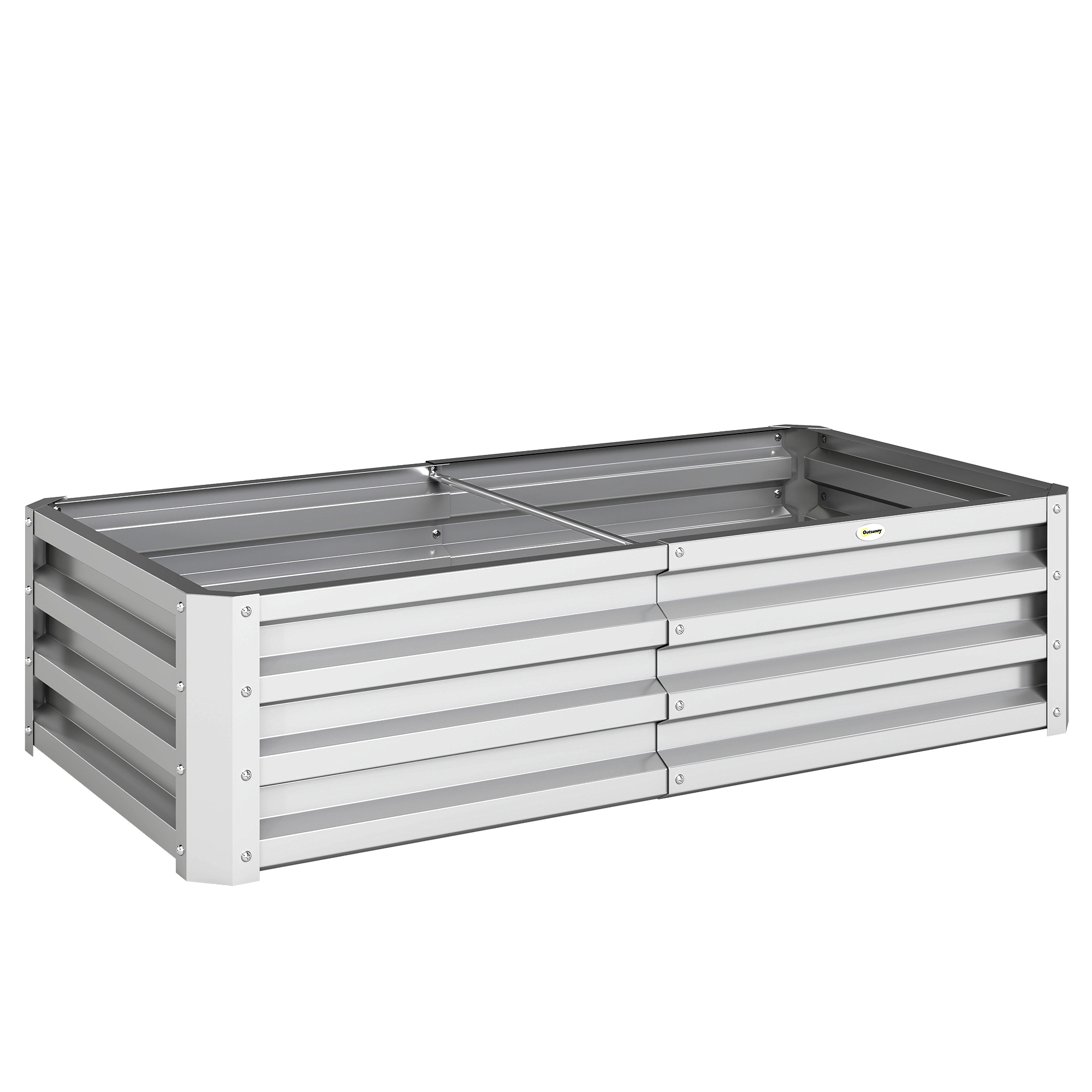 Outsunny Letto per Orto Rialzato da Esterno 182L, Fioriera da Balcone in Acciaio Galvanizzato con Fondo Aperto, per Piante, Fiori e Verdure, 120x60x30.5cm, Argento Aosom Italy