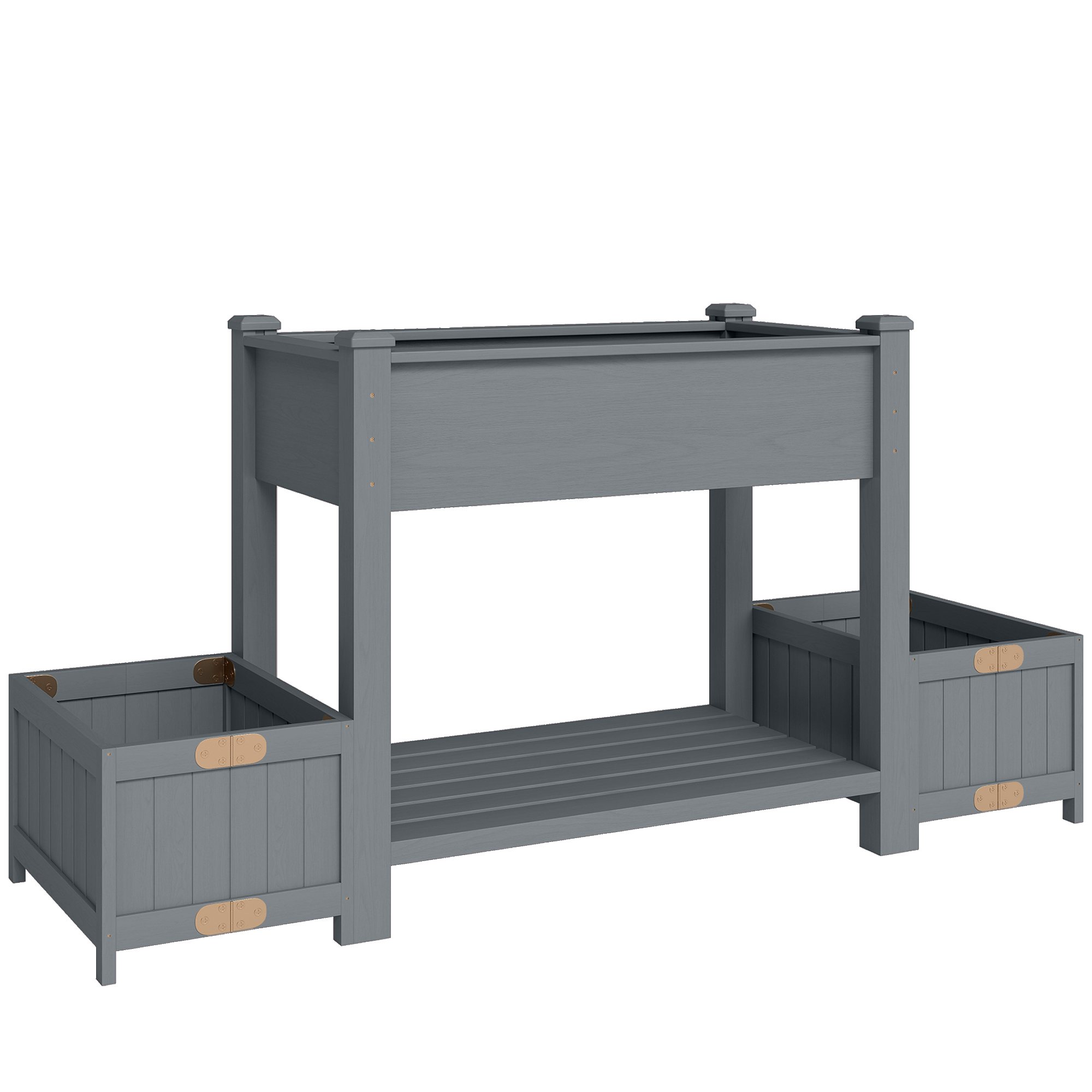Outsunny Letto per Orto Rialzato Fioriera con Ripiano, 149x46x76cm, Grigio Aosom Italy Outsunny Letto per Orto Rialzato Fioriera con Ripiano, 149x46x76cm, Grigio Aosom Italy