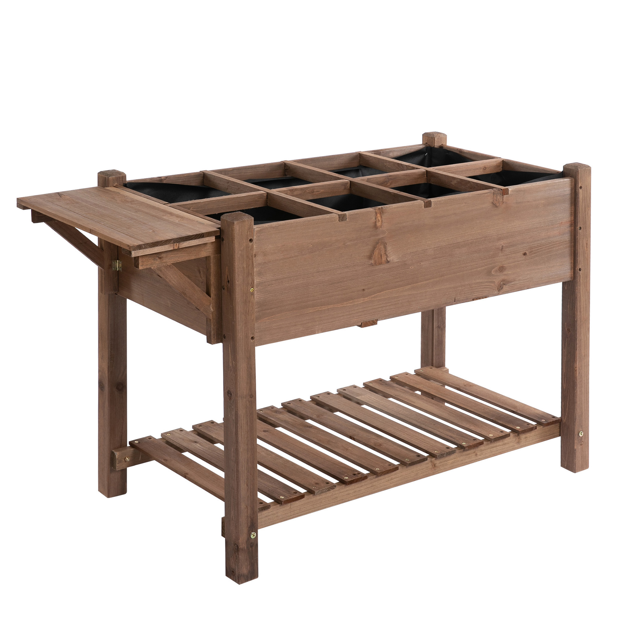 Outsunny Letto per Orto Rialzato in Legno con Ripiano Pieghevole e Mensola Inferiore, 123x54x74cm Aosom Outsunny Letto per Orto Rialzato in Legno con Ripiano Pieghevole e Mensola Inferiore, 123x54x74cm Aosom