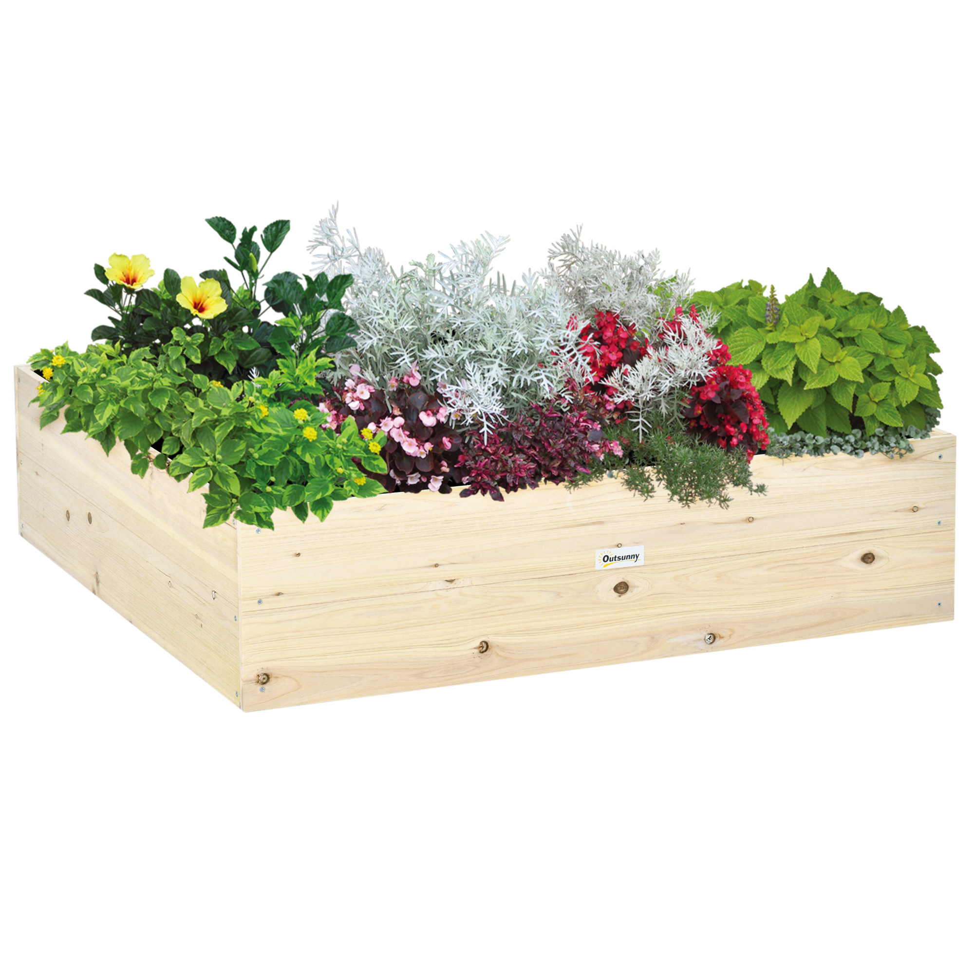 Outsunny Letto per Orto Rialzato in Legno Quadrato, 117x117x30cm, Fioriera da Giardino per Piante e Ortaggi, Facile Montaggio Aosom Outsunny Letto per Orto Rialzato in Legno Quadrato, 117x117x30cm, Fioriera da Giardino per Piante e Ortaggi, Facile Montaggio Aosom