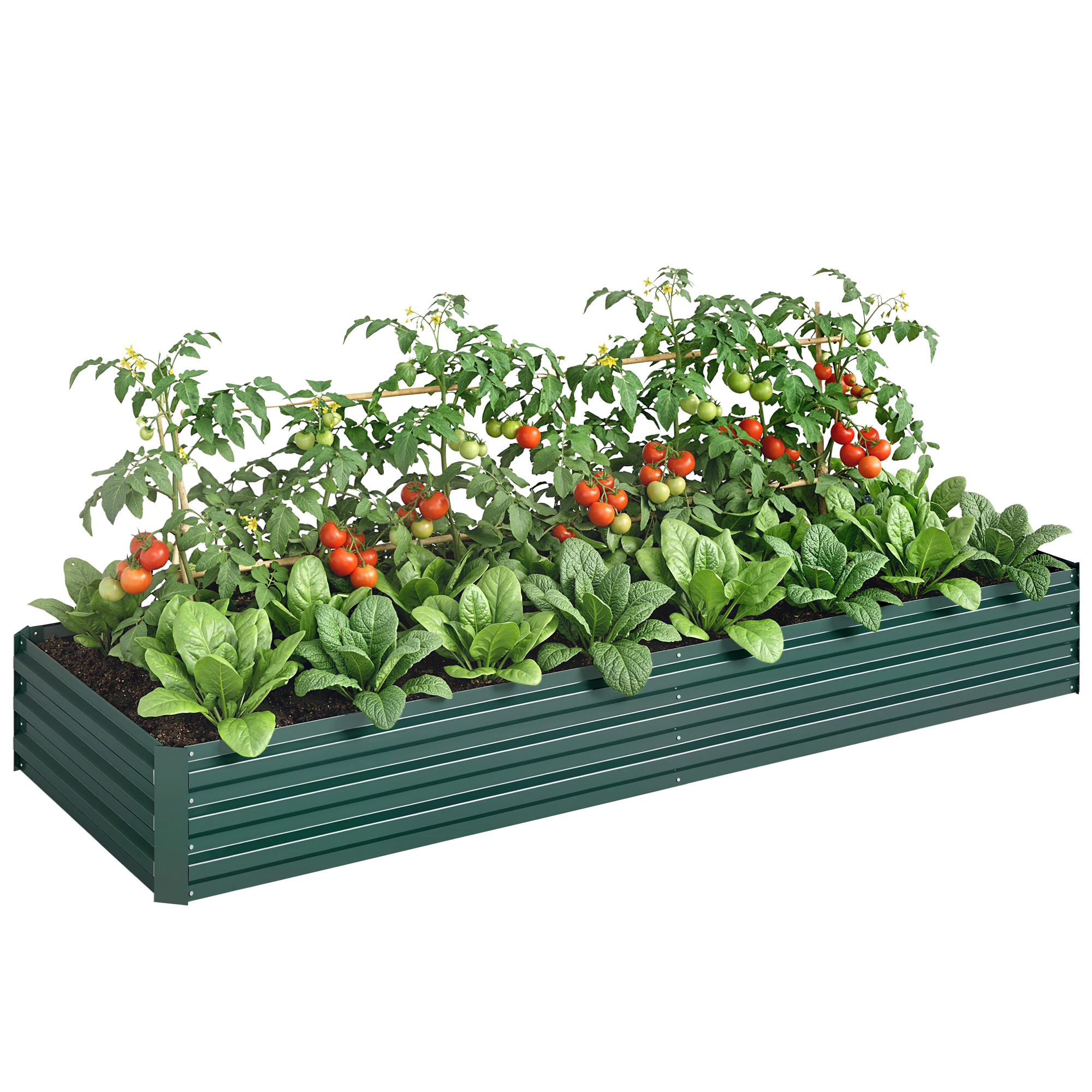 Outsunny Letto per Orto Rialzato in Metallo da Esterno, Portapiante da Giardino per Fiori ed Erbe Aromatiche, Verde Aosom