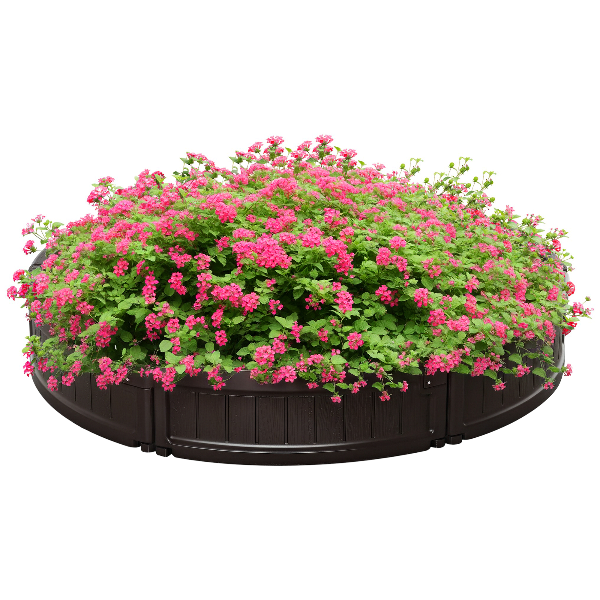 Outsunny Letto per Orto Rialzato Rotondo in Plastica HDPE, Fioriera da Esterno per Piante, Fiori e Verdura, Φ123x21cm, Marrone Aosom