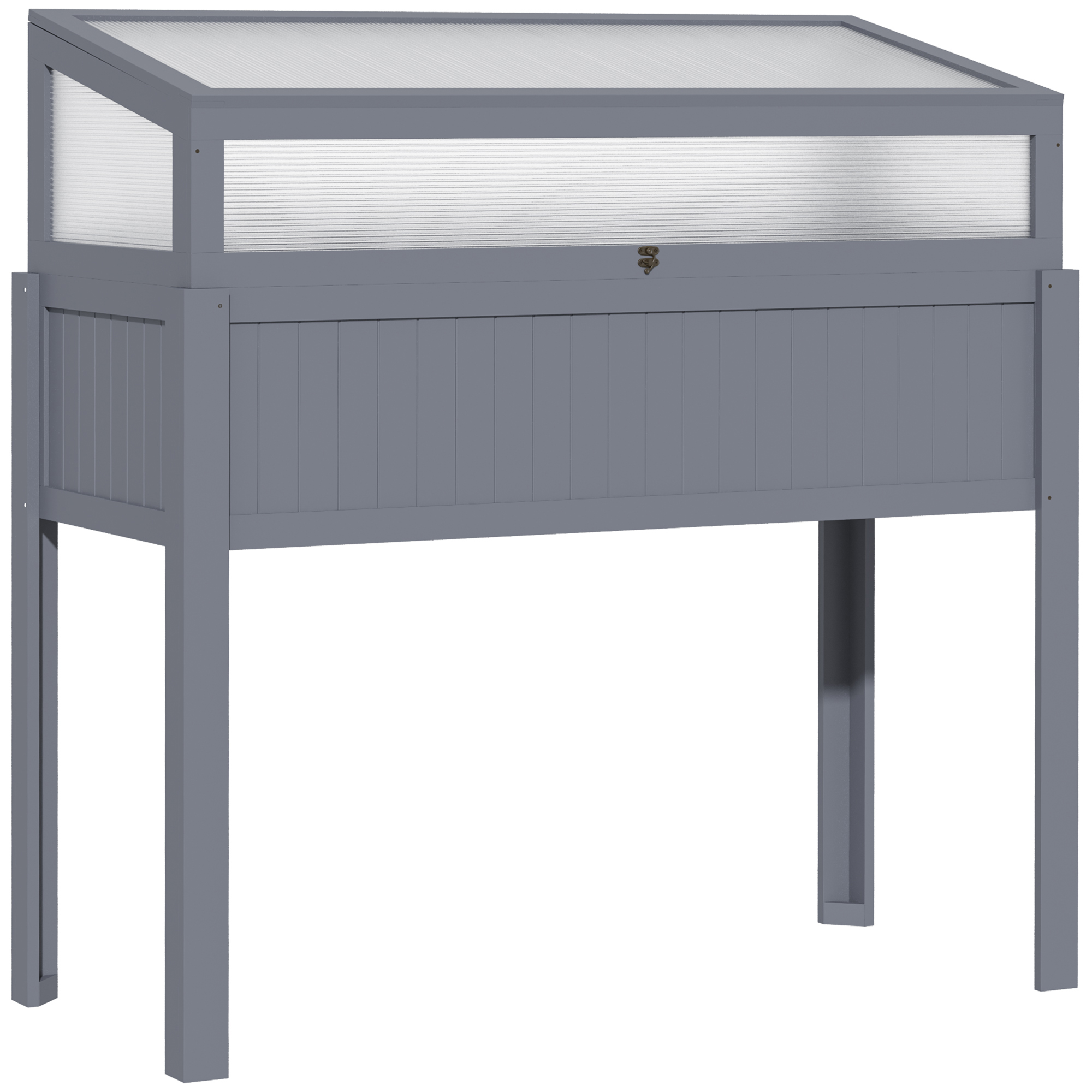 Outsunny Letto Rialzato in Legno con Serra 2-in-1 Frangivento Frangivista Orto Erbe Vaso da Giardino Balcone e Terrazza Policarbonato Grigio 120 x 54 x 112/122 cm Outsunny Letto Rialzato in Legno con Serra 2-in-1 Frangivento Frangivista Orto Erbe Vaso da Giardino Balcone e Terrazza Policarbonato Grigio 120 x 54 x 112/122 cm