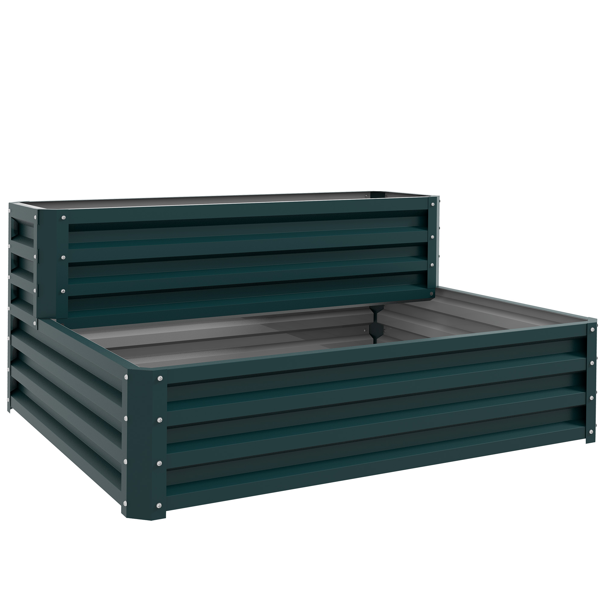 Outsunny Letto rialzato quadrato da giardino fondo aperto 2 livelli per erbe ortaggi frutta fiori 120 x 101 x 58 cm verde Aosom Italy