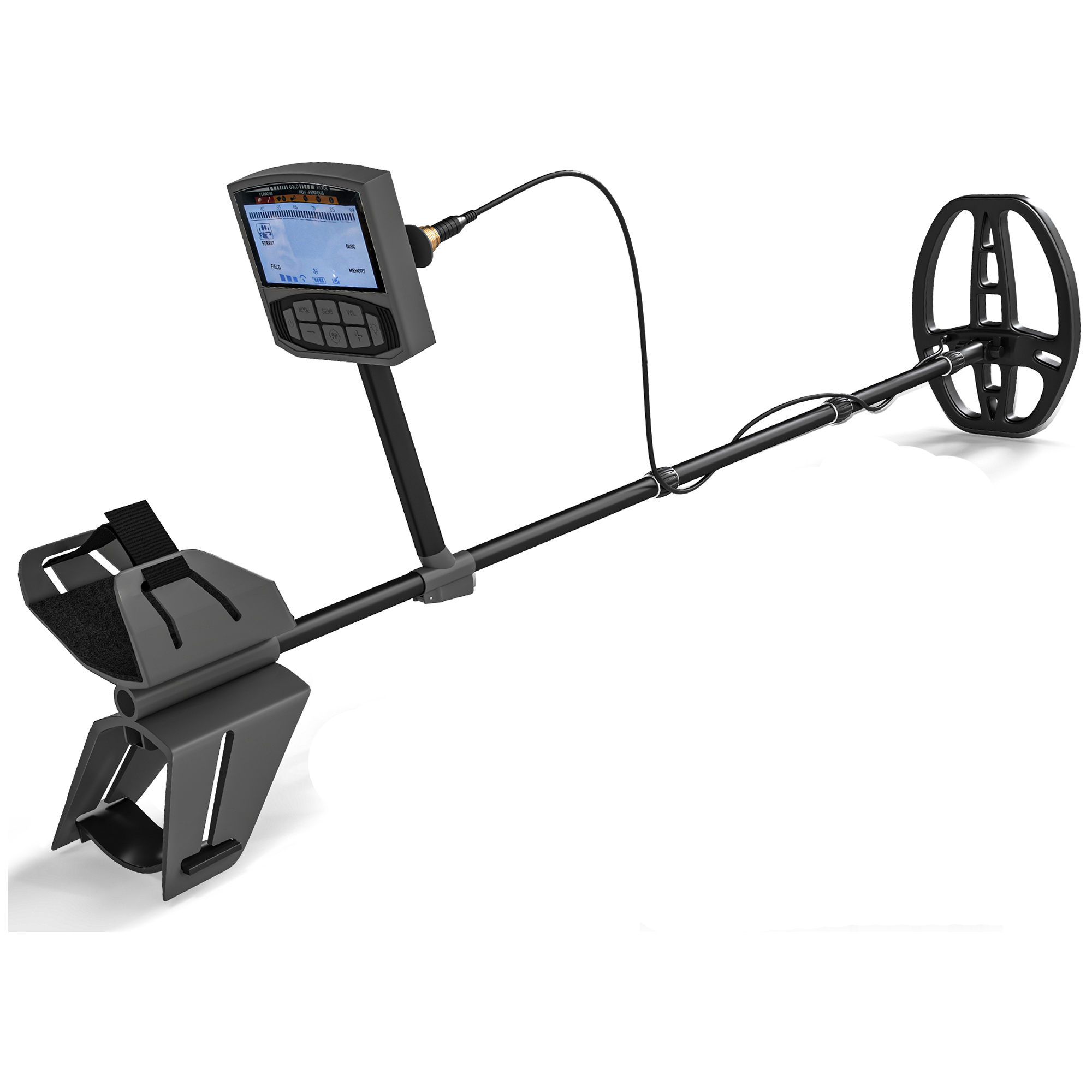 Outsunny Metal Detector Professionale con 5 Modalità, schermo LCD e allarme audio, Asta regolabile e braccio ergonomica, Grigio scuro Aosom Italy