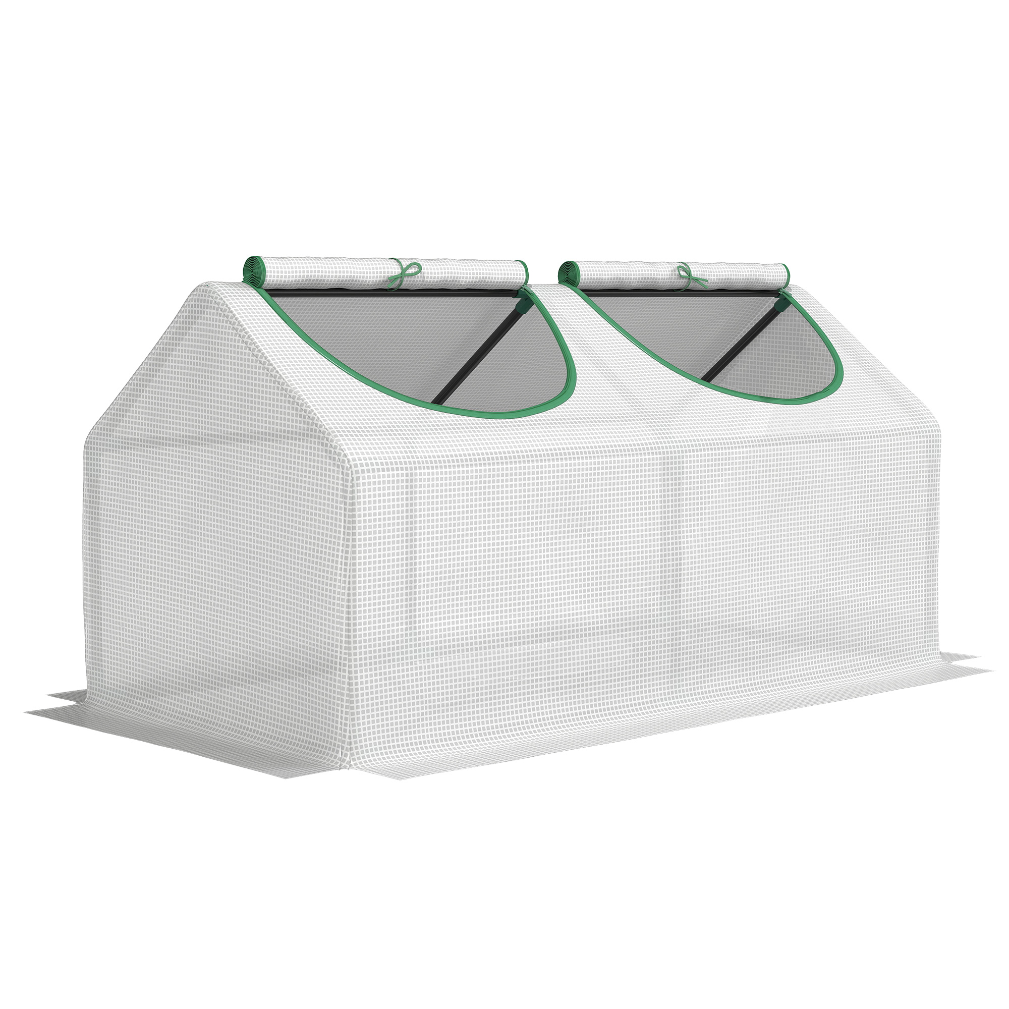 Outsunny Mini serra a casetta con 2 Finestre Avvolgibili, Copertura in PE Anti-Raggi UV per Orto e Giardino, 120x60x60cm, Bianco Aosom Italy