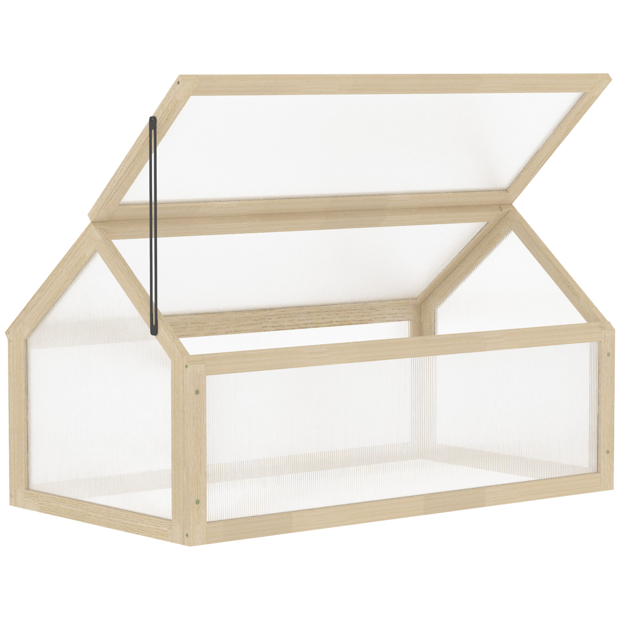 Outsunny Mini serra, casa per piante compatta in legno, pannelli in policarbonato, apertura di ventilazione, 90L x 52B x 49,5H cm, legno naturale Aosom Italy Outsunny Mini serra, casa per piante compatta in legno, pannelli in policarbonato, apertura di ventilazione, 90L x 52B x 49,5H cm, legno naturale Aosom Italy