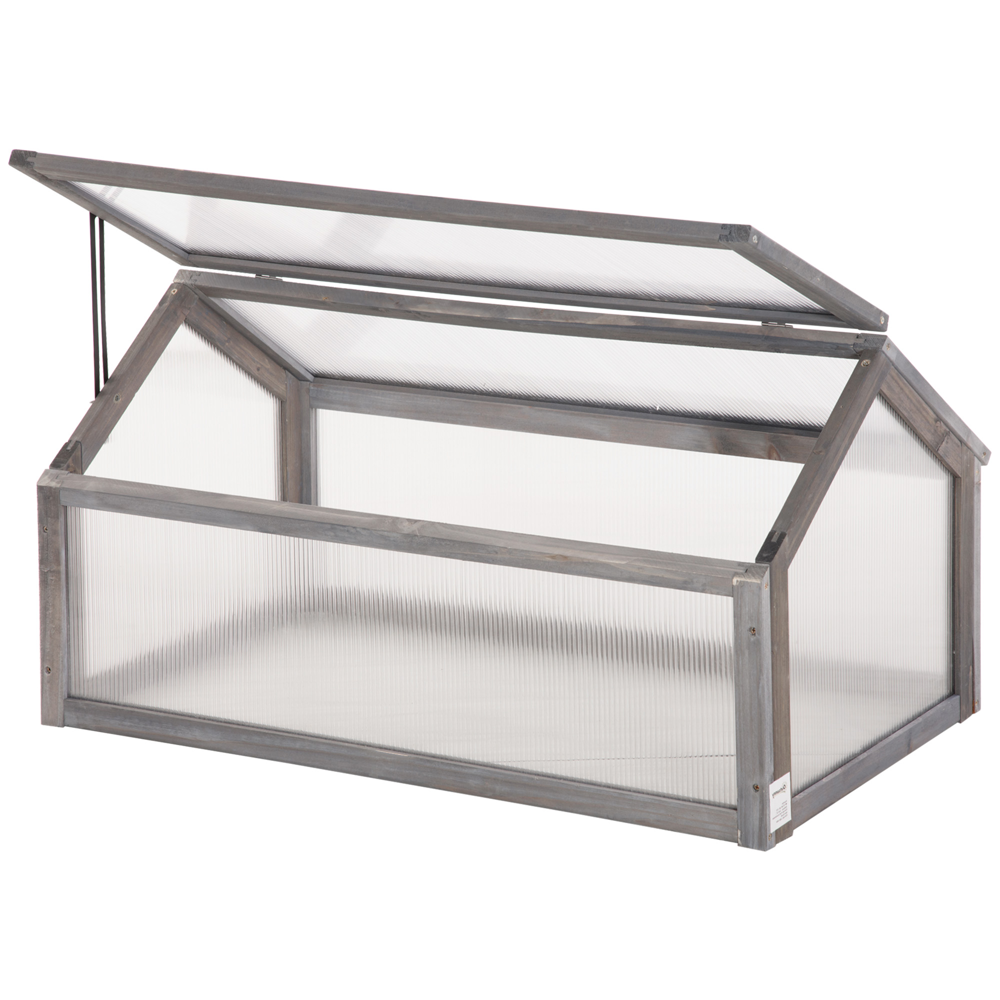 Outsunny Mini-Serra, Casa per Piante Compatta in Legno, Pannelli in Policarbonato, Apertura di Ventilazione, 90x52x49,5 cm, Grigio Aosom Italy