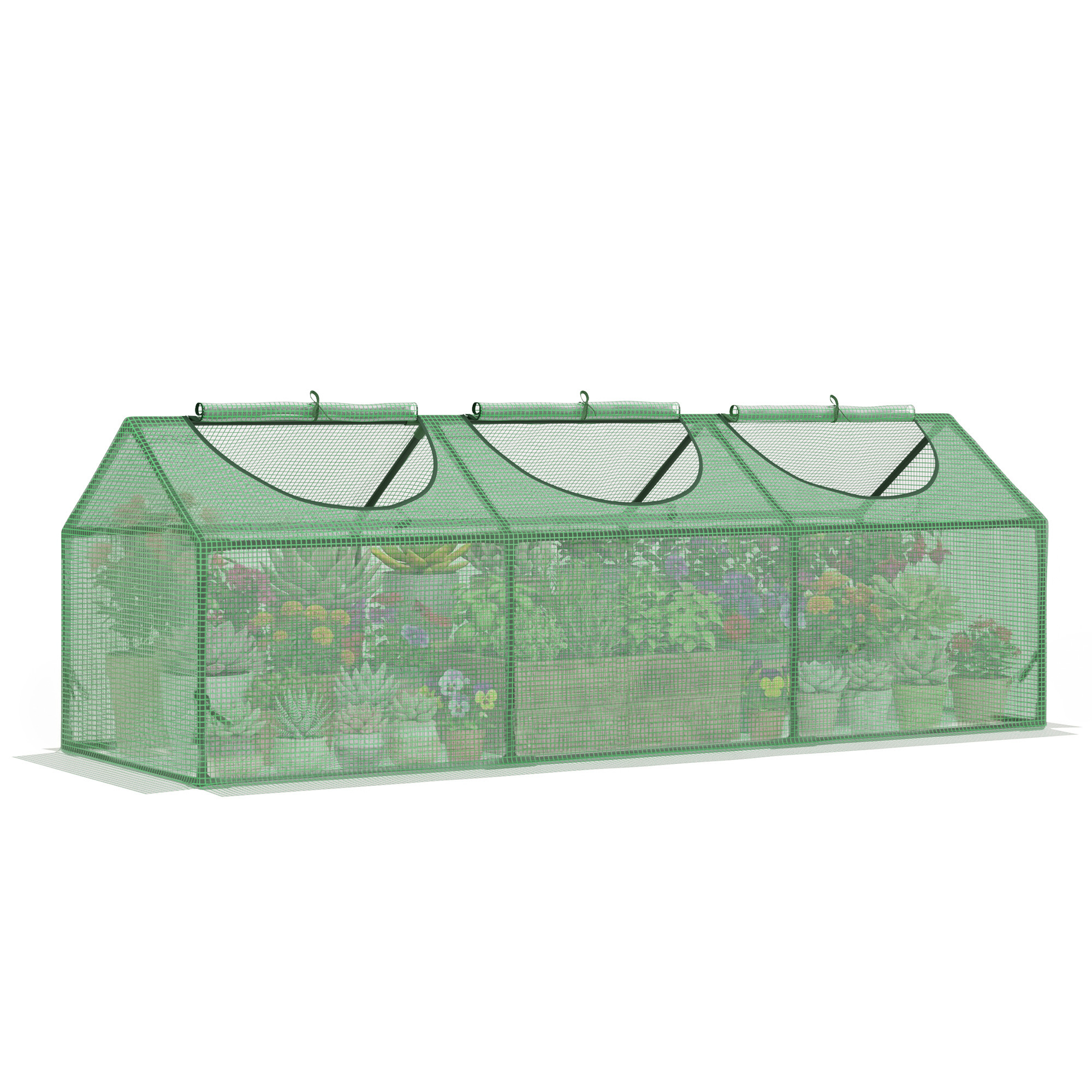 Outsunny Mini Serra con 3 Finestre Avvolgibili e Copertura PE Anti-UV da Giardino per Orto, 180x60x60cm, Verde Aosom Italy Outsunny Mini Serra con 3 Finestre Avvolgibili e Copertura PE Anti-UV da Giardino per Orto, 180x60x60cm, Verde Aosom Italy