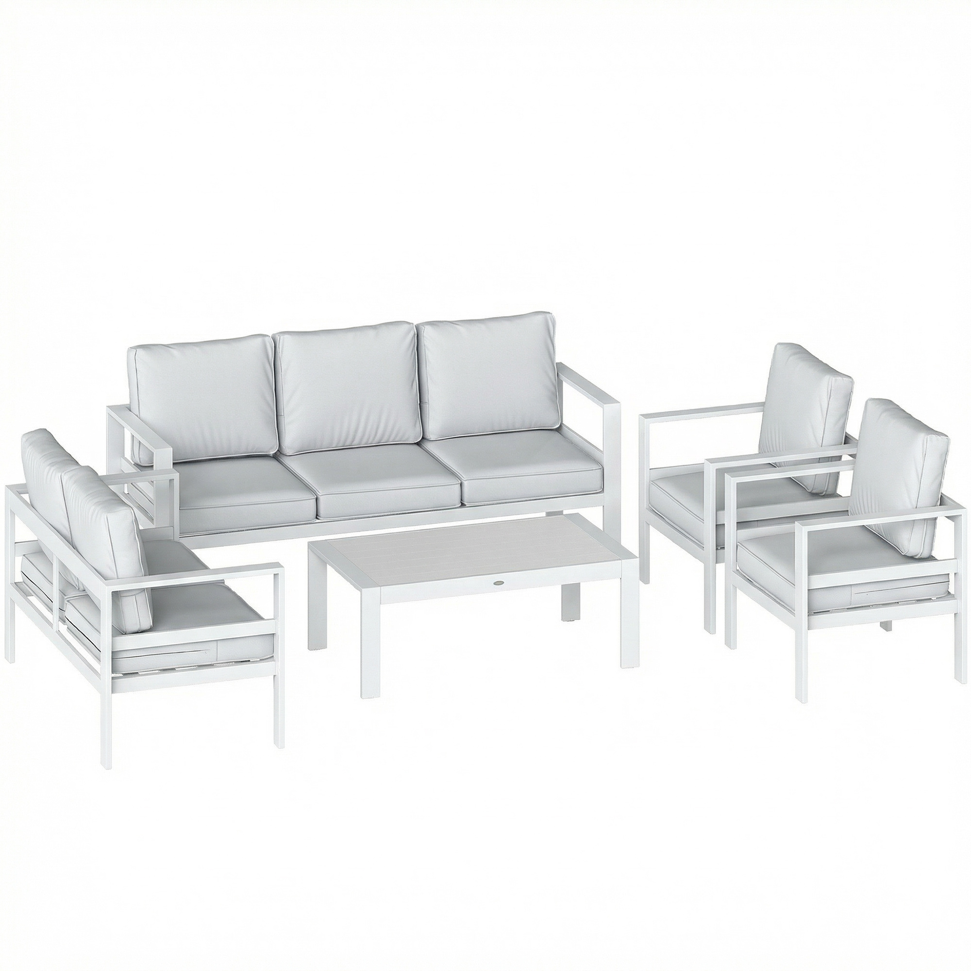Outsunny Mobili da Giardino in Alluminio con Divano 3 Posti, 2 Sedie e Tavolo per Esterni, Bianco Aosom Italy