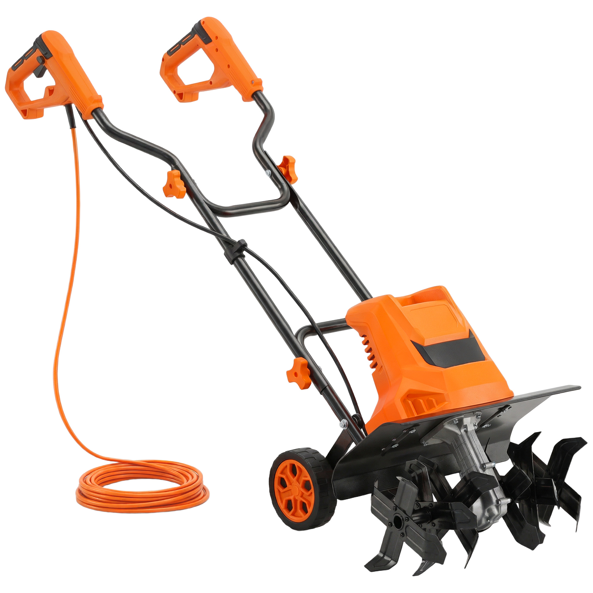 Outsunny Motozappa elettrica 1500W con impugnatura pieghevole, larghezza di lavoro 40 cm, profondità di aratura 9 cm, 6 lame, arancione Aosom Italy