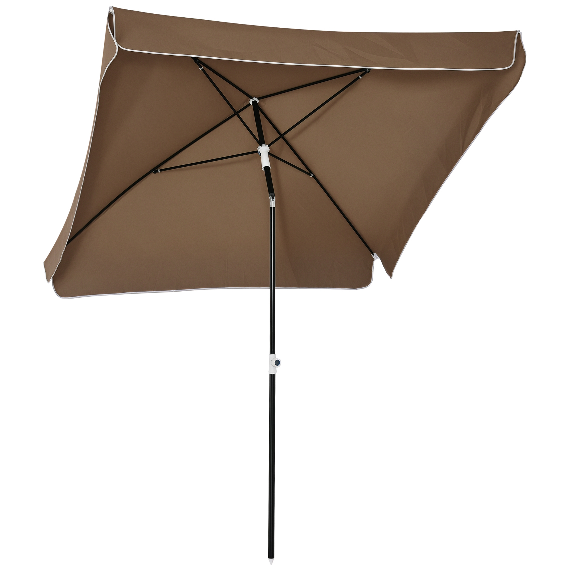 Outsunny Ombrellone da Esterno 198x195cm, Terrazza, Giardino con Tettuccio Quadrato, Regolabile e Portatile, Caffè Aosom