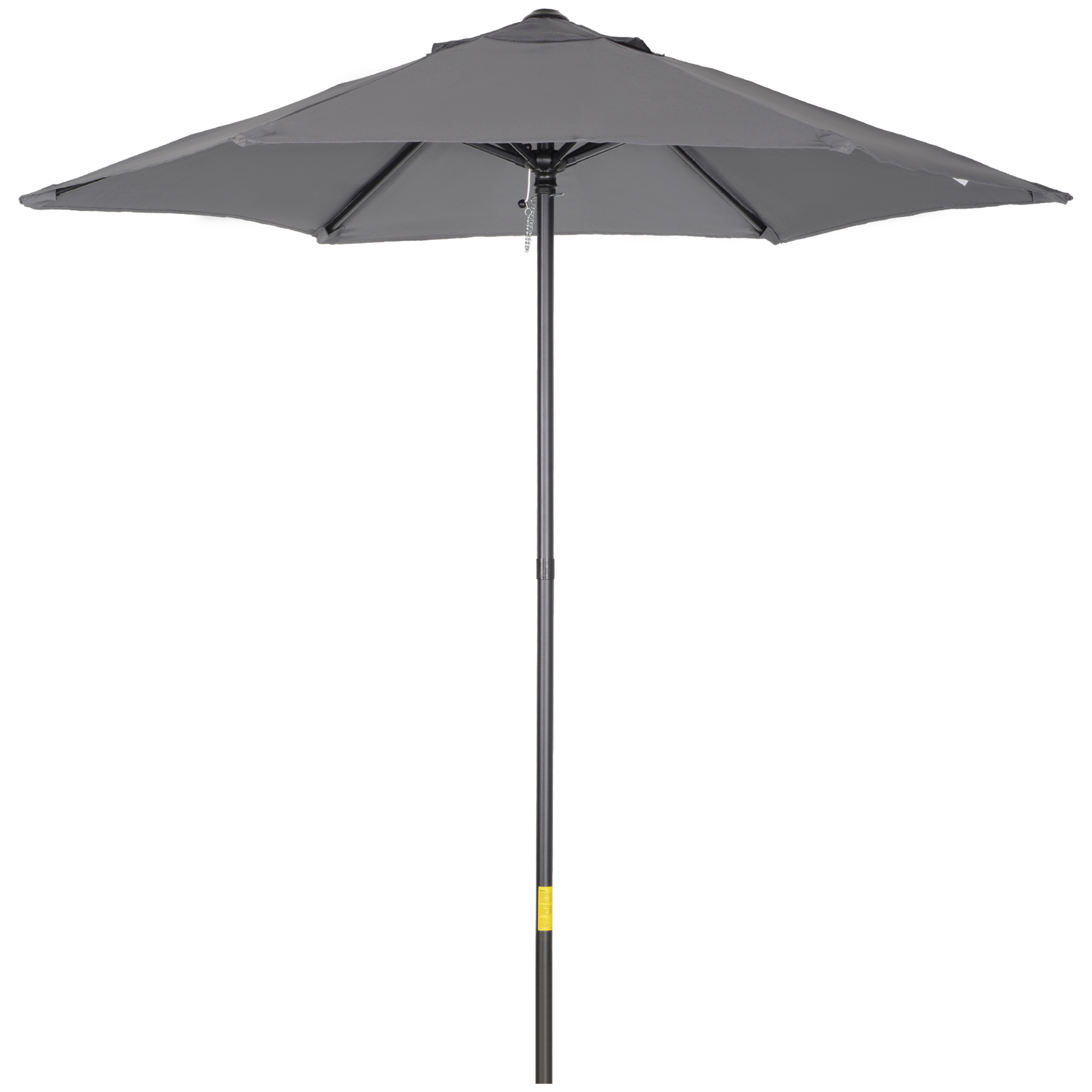 Outsunny Ombrellone da Giardino 2x2 m a 6 Stecche con Presa d'Aria, in Alluminio, Metallo e Poliestere Grigio Scuro