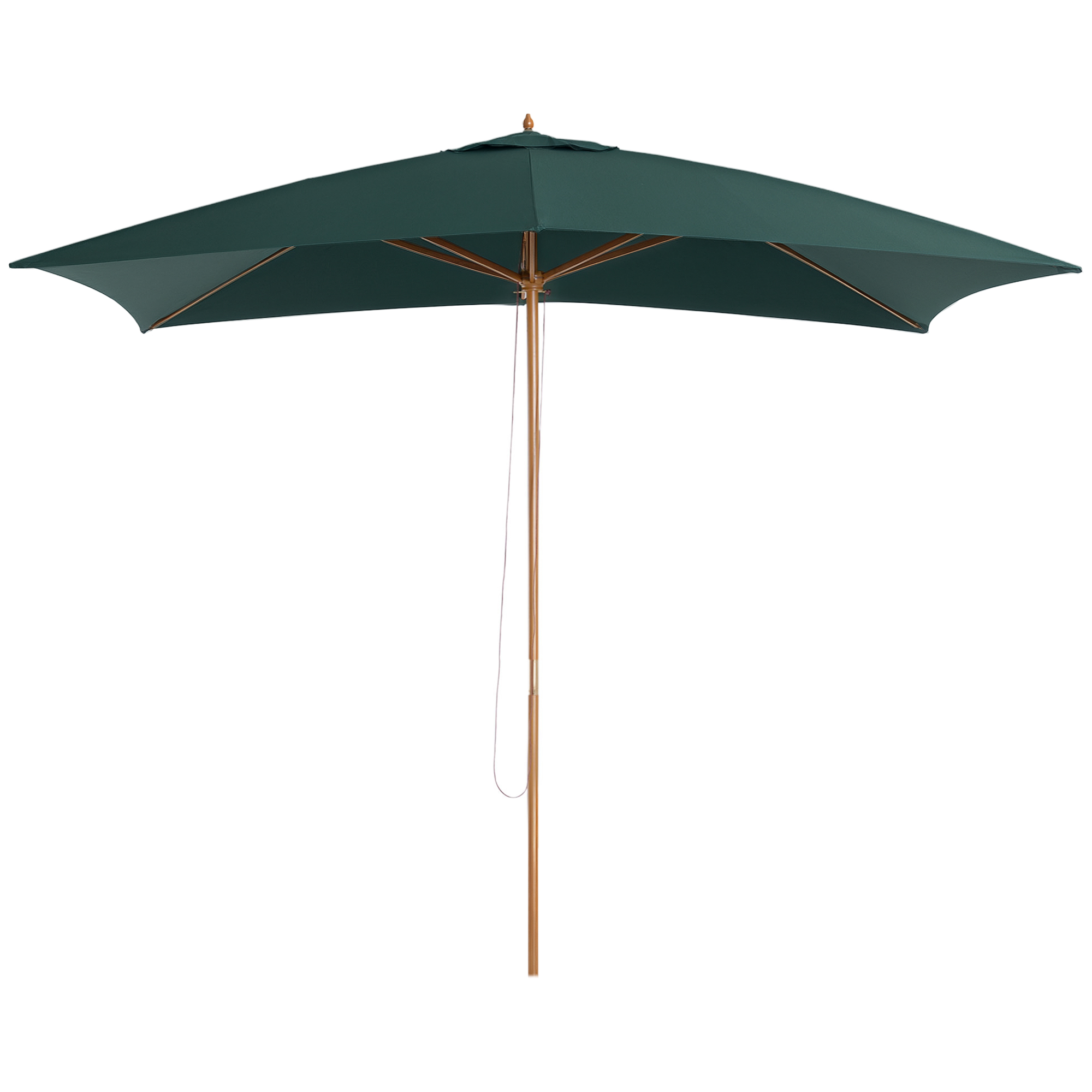 Outsunny Ombrellone da Giardino 2x2.95x2.55m, Parasole Impermeabile in Legno, Protezione UV, Facile Apertura, Verde Aosom