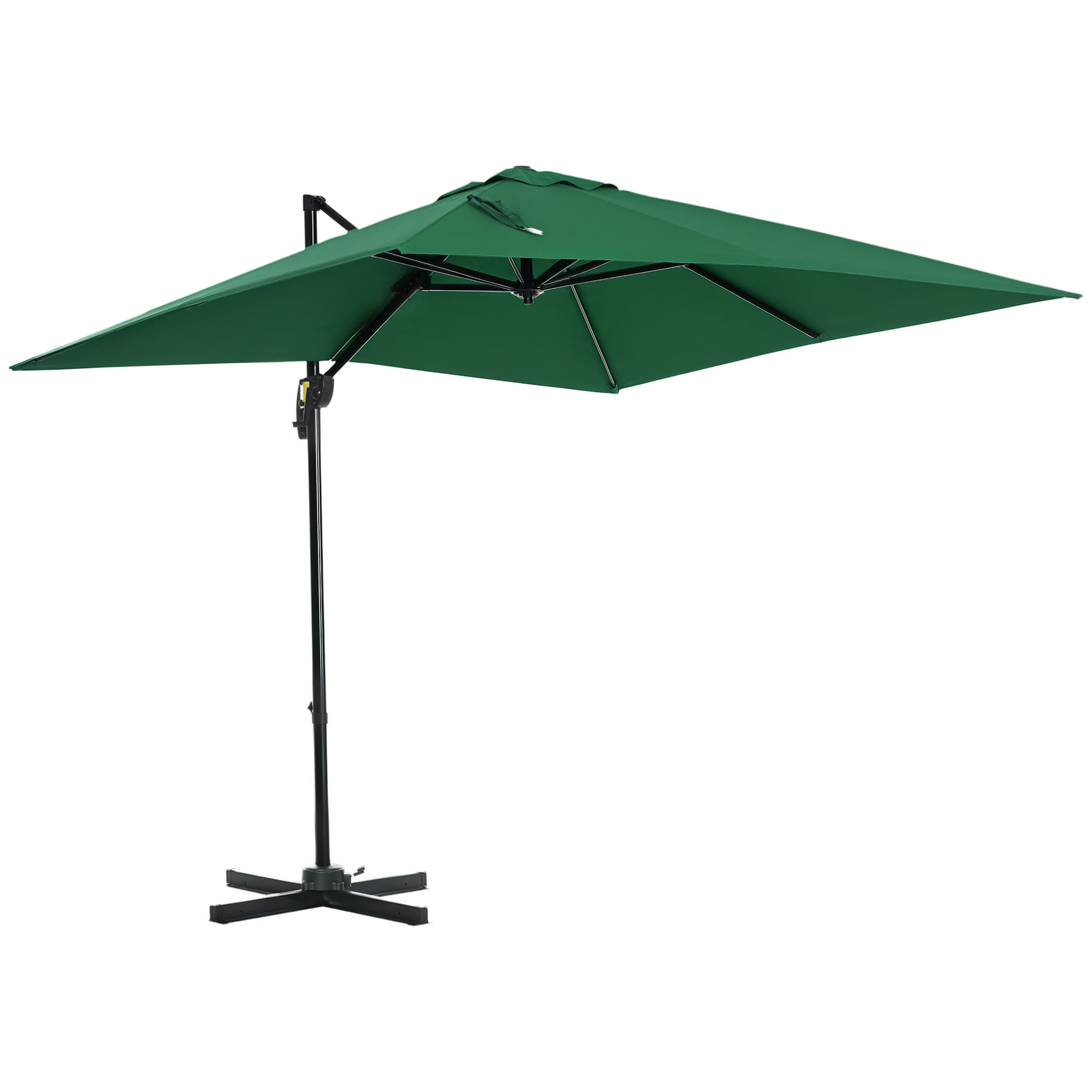 Outsunny Ombrellone da Giardino a Manovella 2.5x2.5 m con Rotazione 360° e Parasole Regolabile, Verde Outsunny Ombrellone da Giardino a Manovella 2.5x2.5 m con Rotazione 360° e Parasole Regolabile, Verde