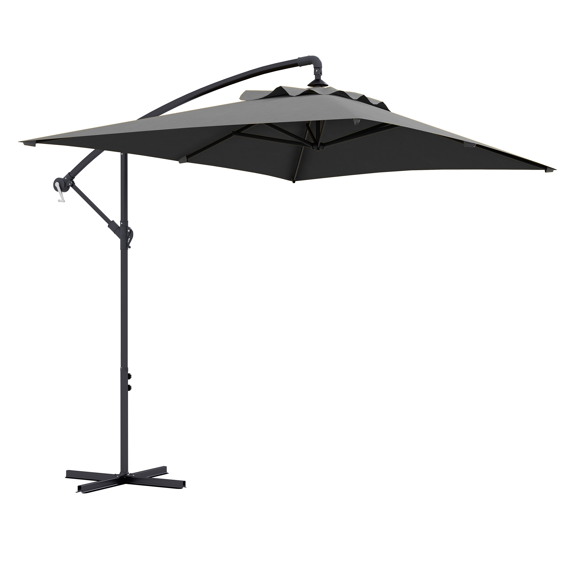 Outsunny Ombrellone da Giardino Decentrato con Base a Croce e Apertura a Manovella, 294x193cm, Grigio Aosom Outsunny Ombrellone da Giardino Decentrato con Base a Croce e Apertura a Manovella, 294x193cm, Grigio Aosom