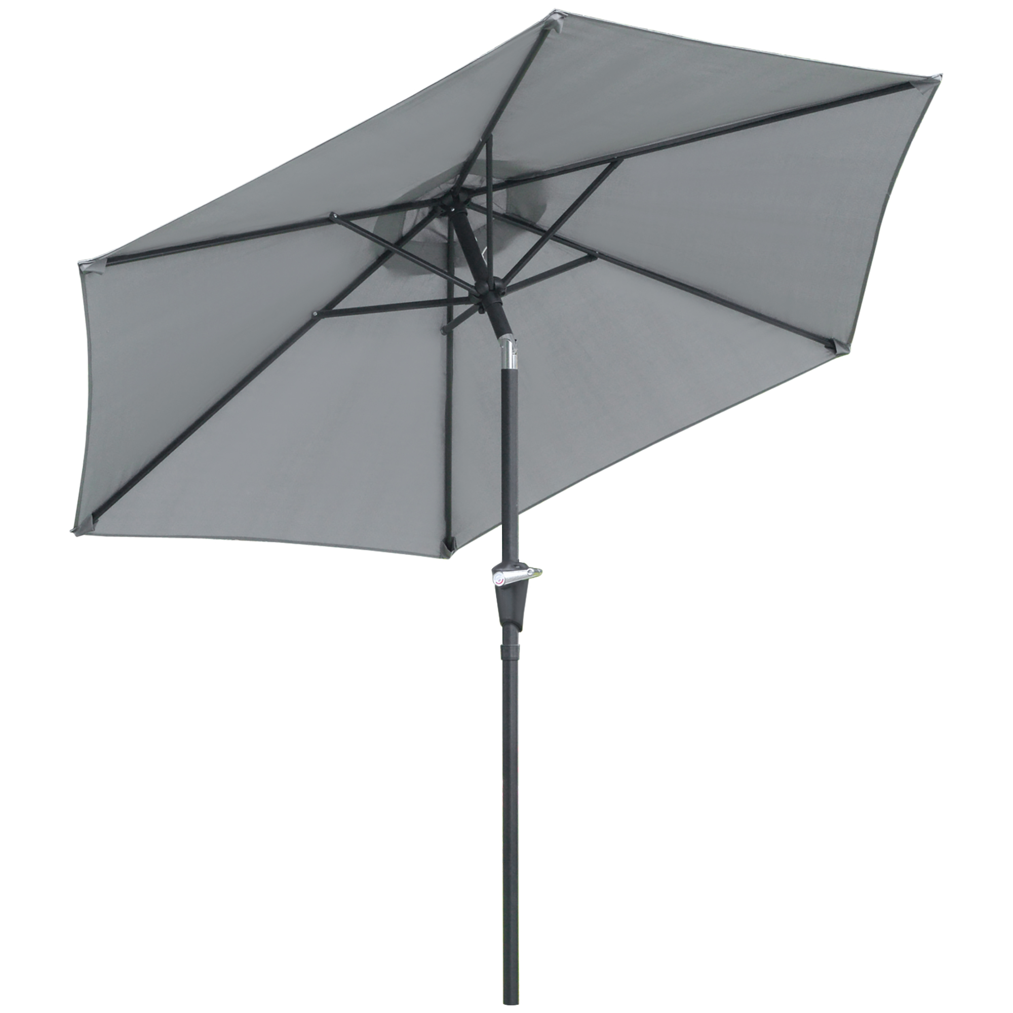Outsunny Ombrellone da Giardino Inclinabile 2.3x2m con Apertura a Manovella e 6 Stecche, Grigio Aosom